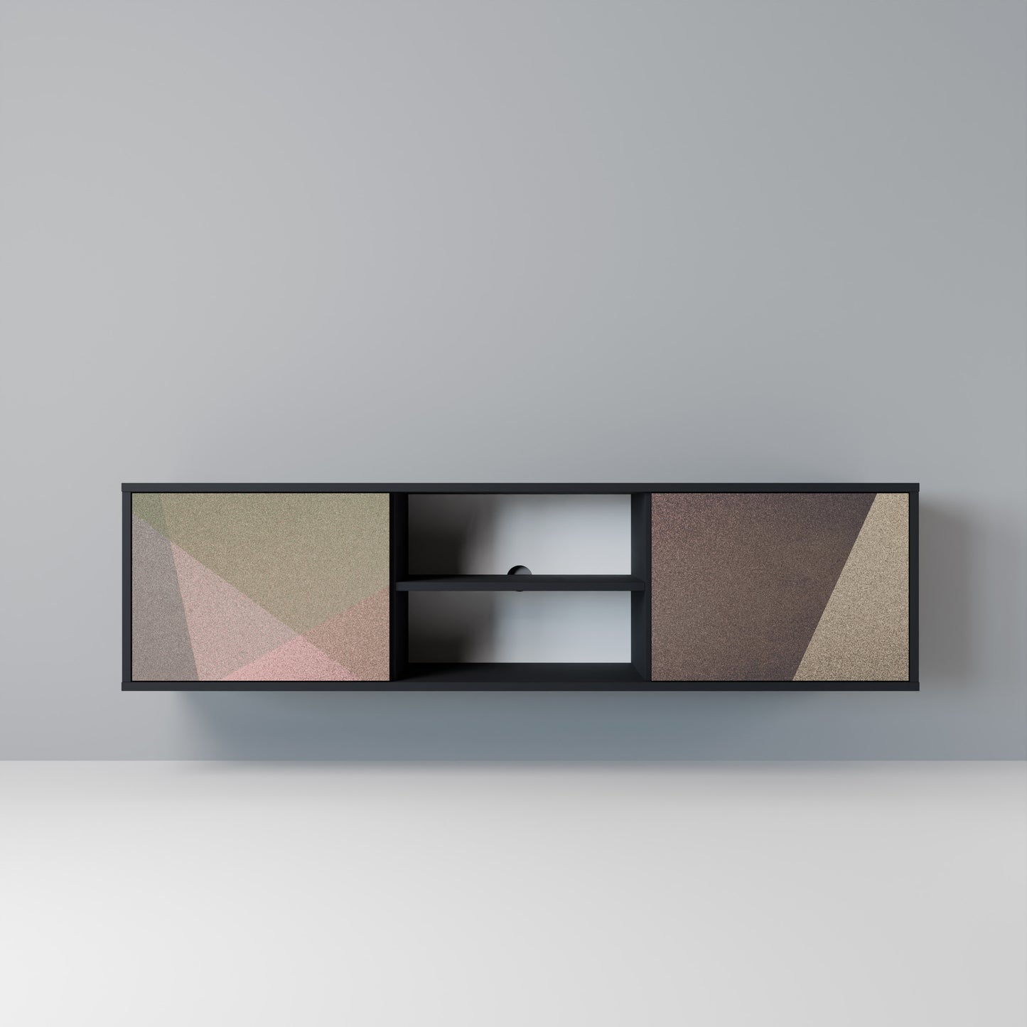 BEIGE GEOMETRY Mobile TV a 2 Ante in Finitura Nera