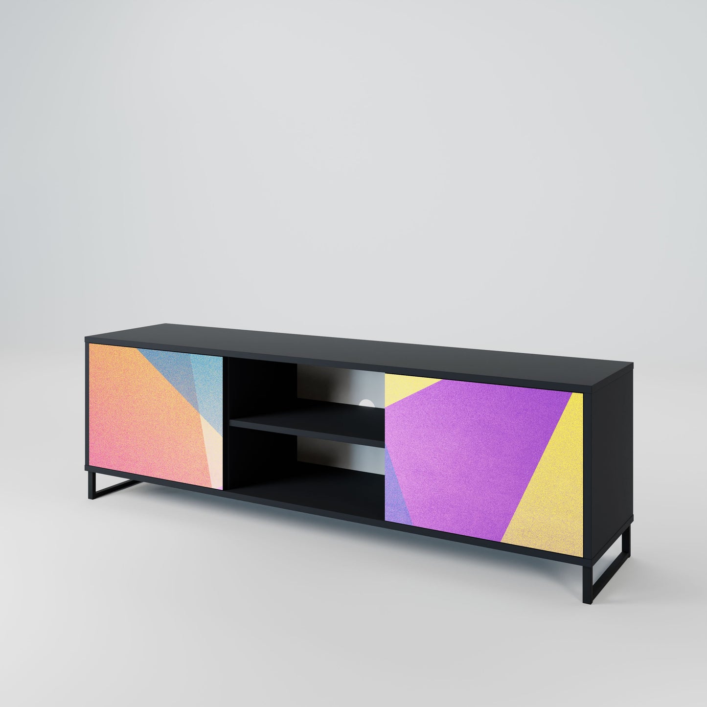 BRIGHT GEOMETRY 2-Door TV Stand in Black Finish