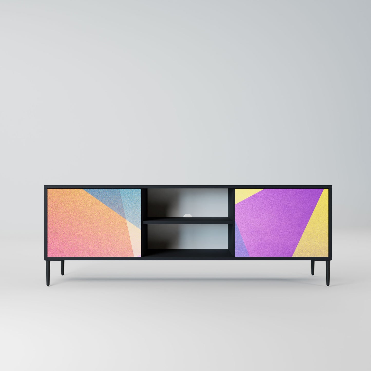 BRIGHT GEOMETRY 2-Door TV Stand in Black Finish