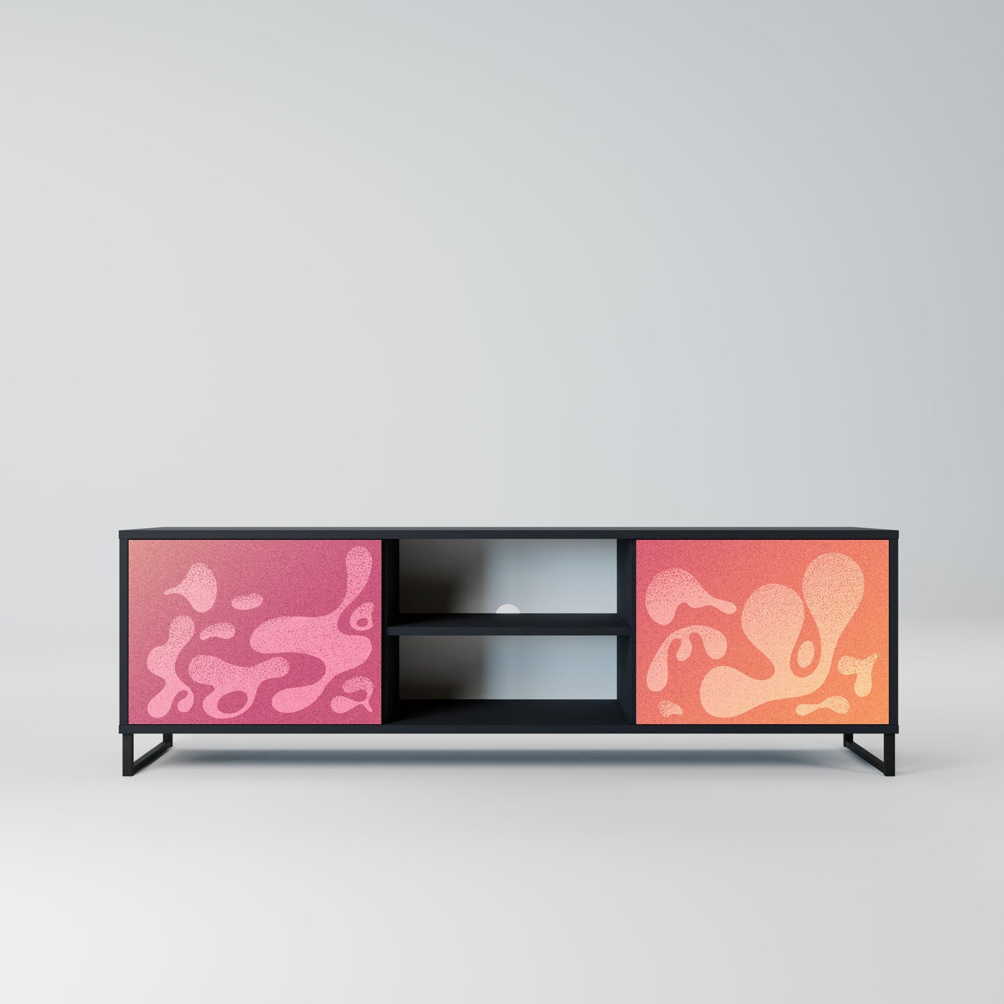 IRREGULAR PINK 2-Door TV Stand in Black Finish