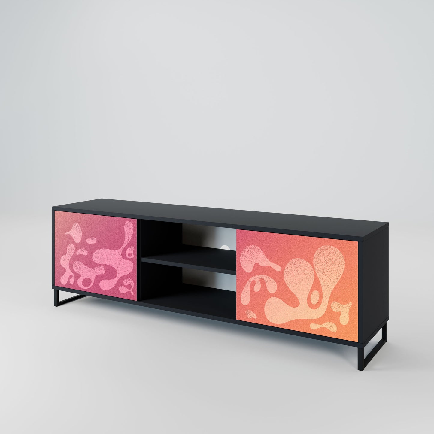 IRREGULAR PINK 2-Door TV Stand in Black Finish