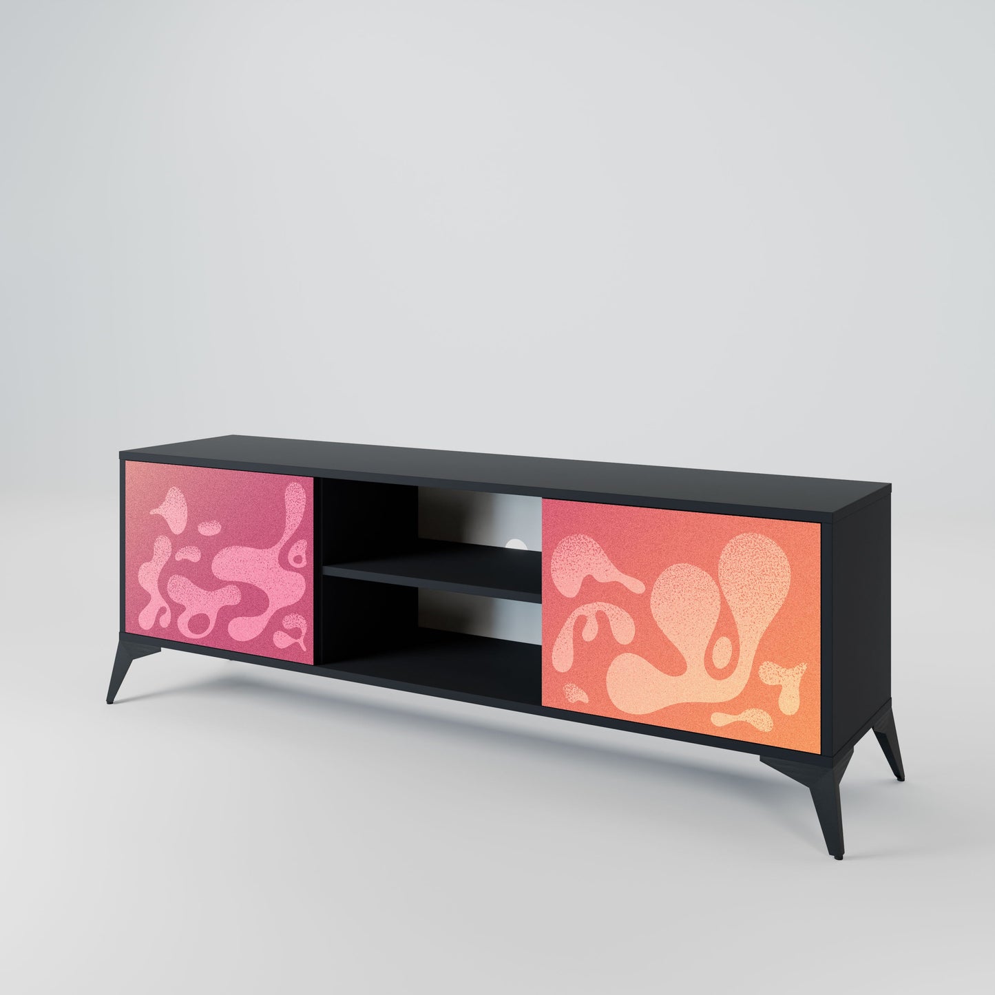 IRREGULAR PINK 2-Door TV Stand in Black Finish