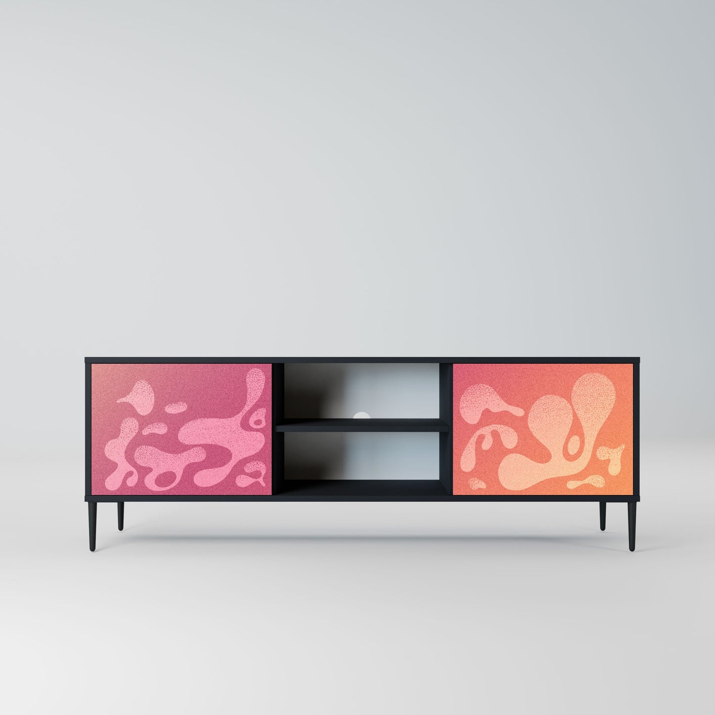 IRREGULAR PINK 2-Door TV Stand in Black Finish