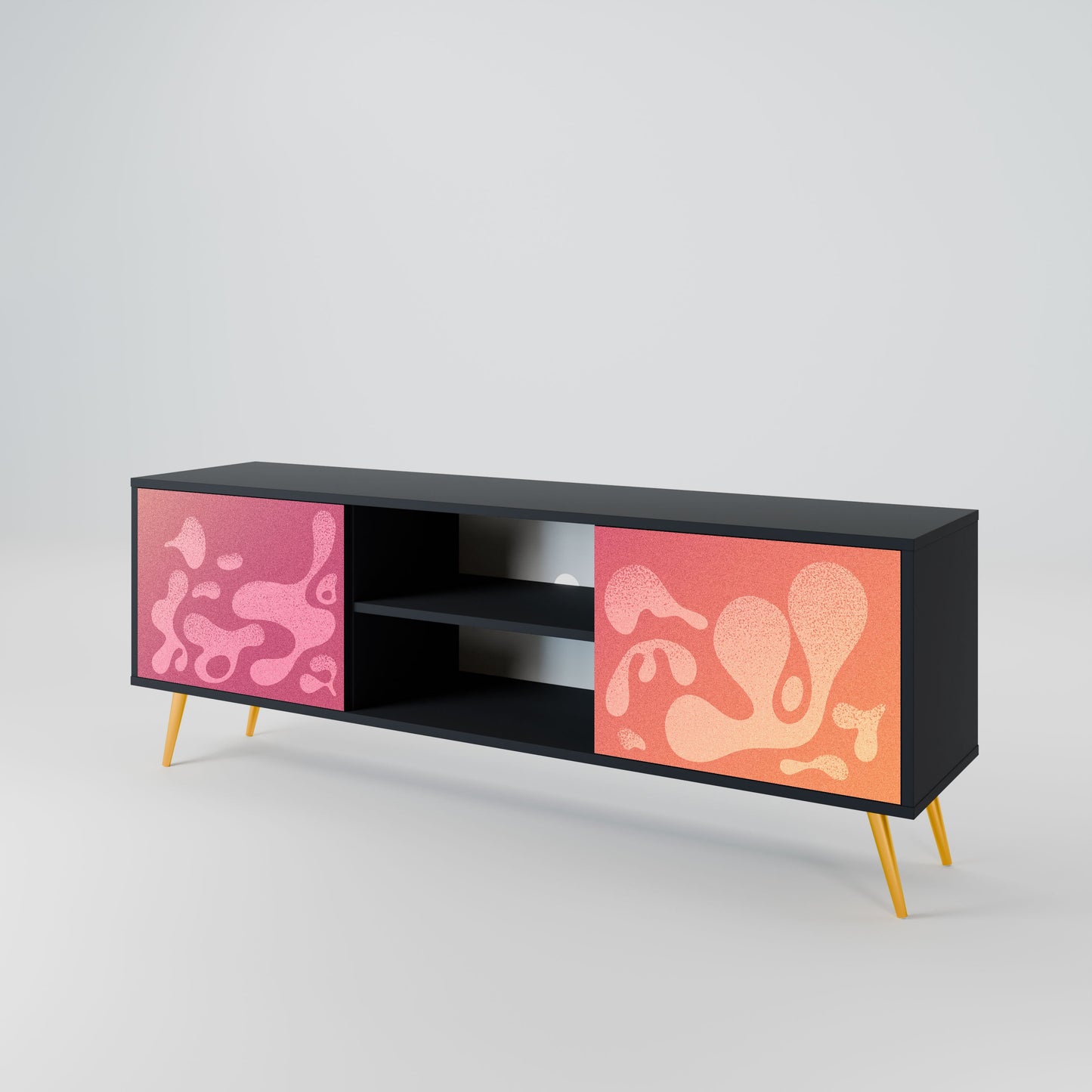 IRREGULAR PINK 2-Door TV Stand in Black Finish