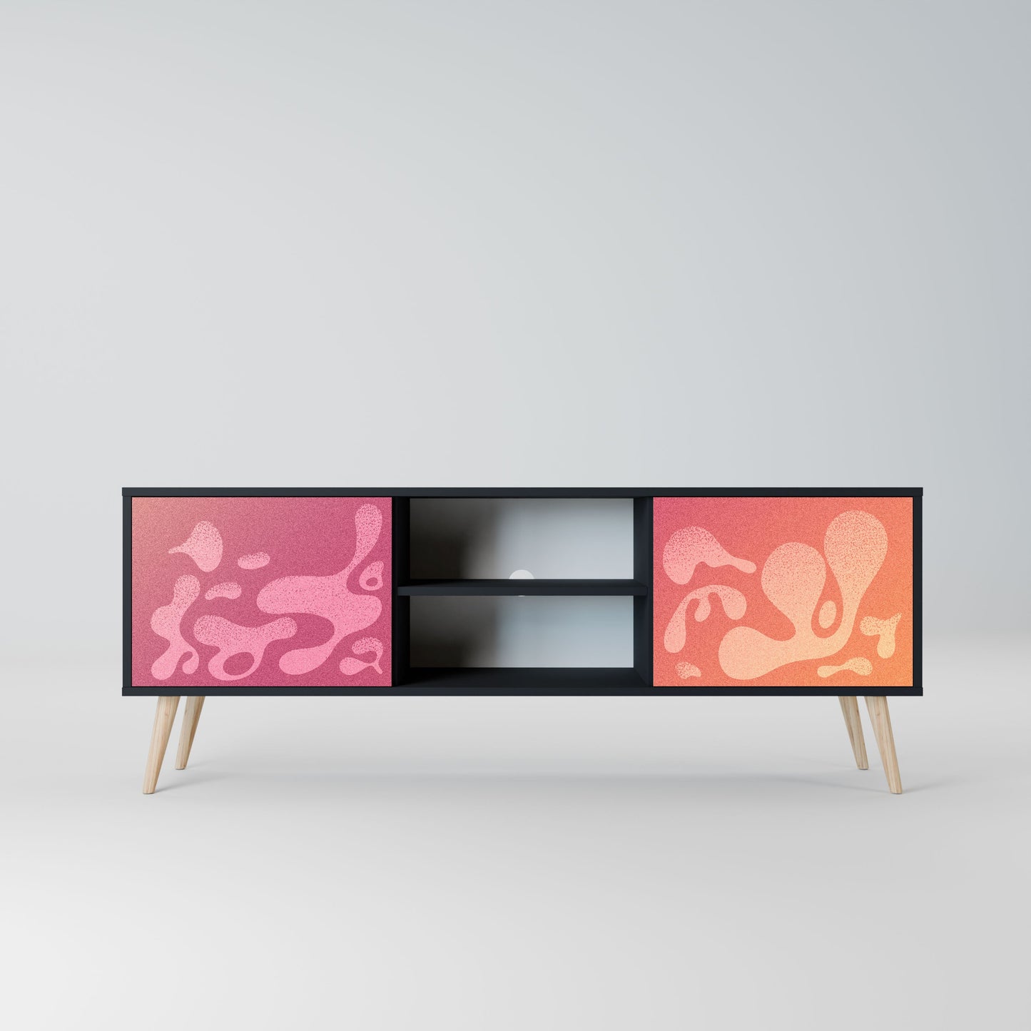 IRREGULAR PINK 2-Door TV Stand in Black Finish