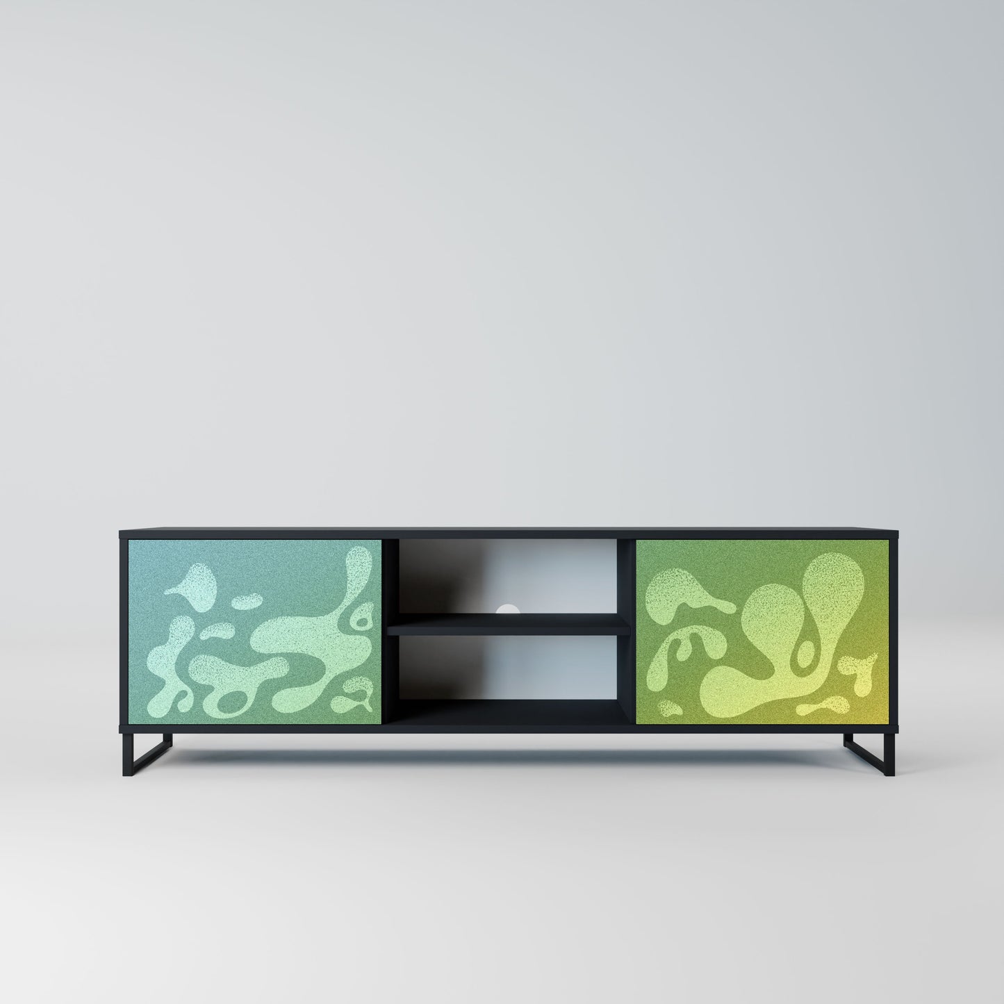 IRREGULAR BLUE 2-Door TV Stand in Black Finish