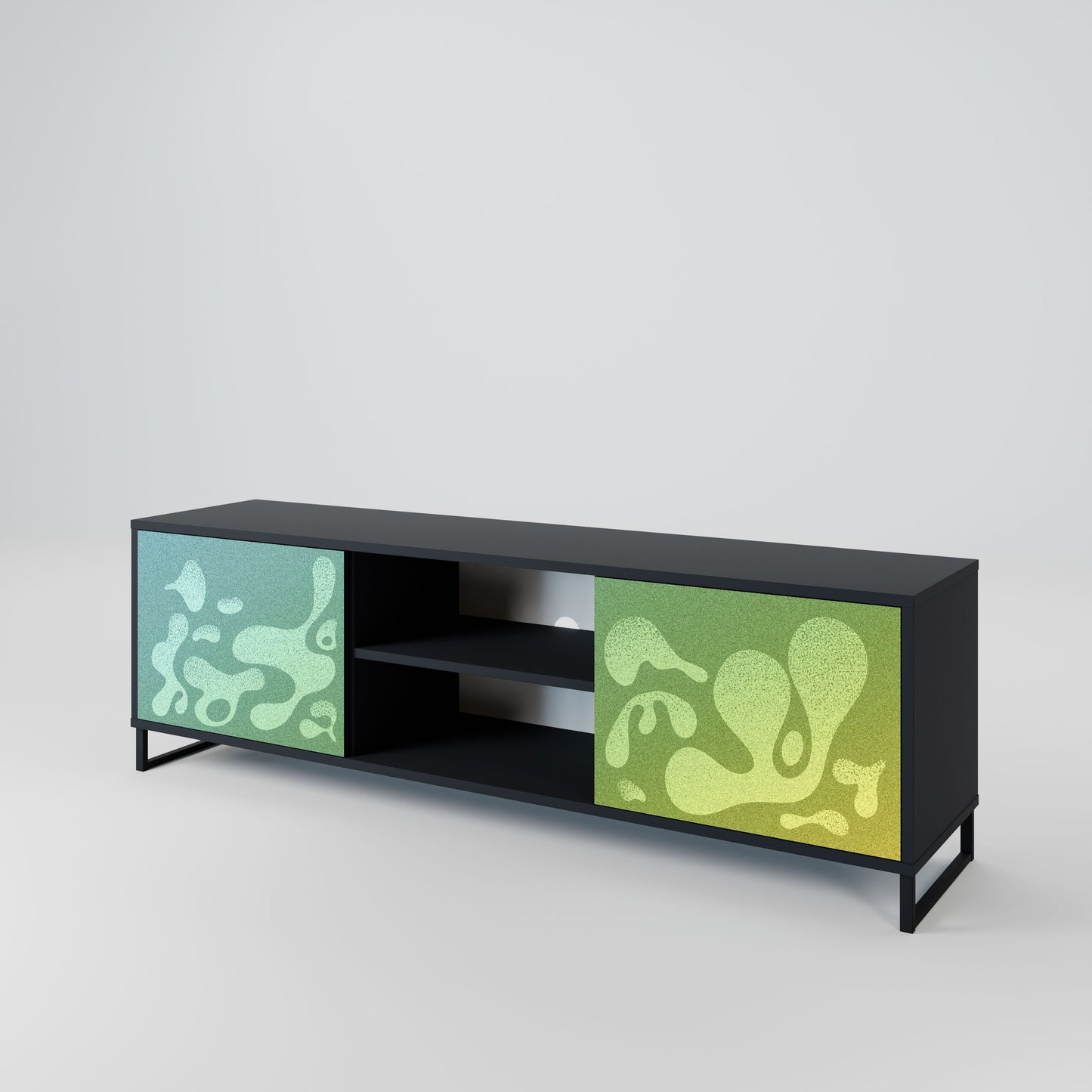 IRREGULAR BLUE 2-Door TV Stand in Black Finish