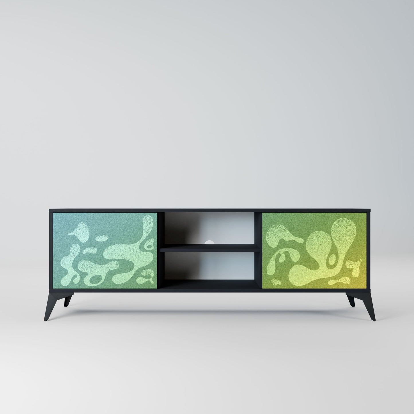 IRREGULAR BLUE 2-Door TV Stand in Black Finish