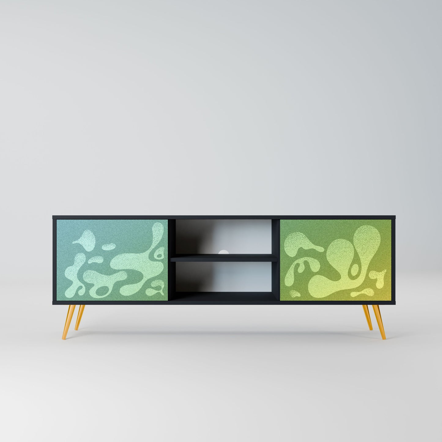 IRREGULAR BLUE 2-Door TV Stand in Black Finish