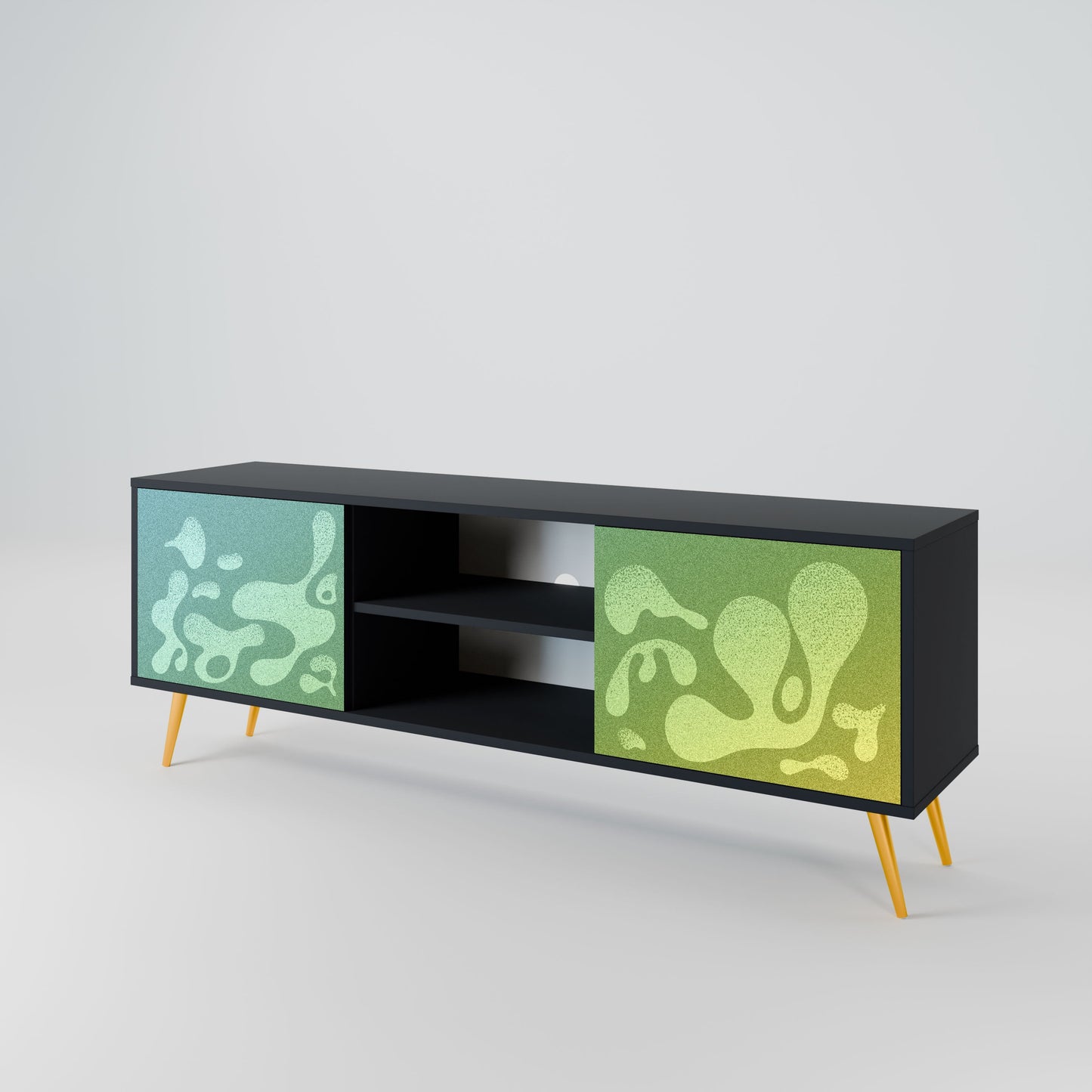 IRREGULAR BLUE 2-Door TV Stand in Black Finish