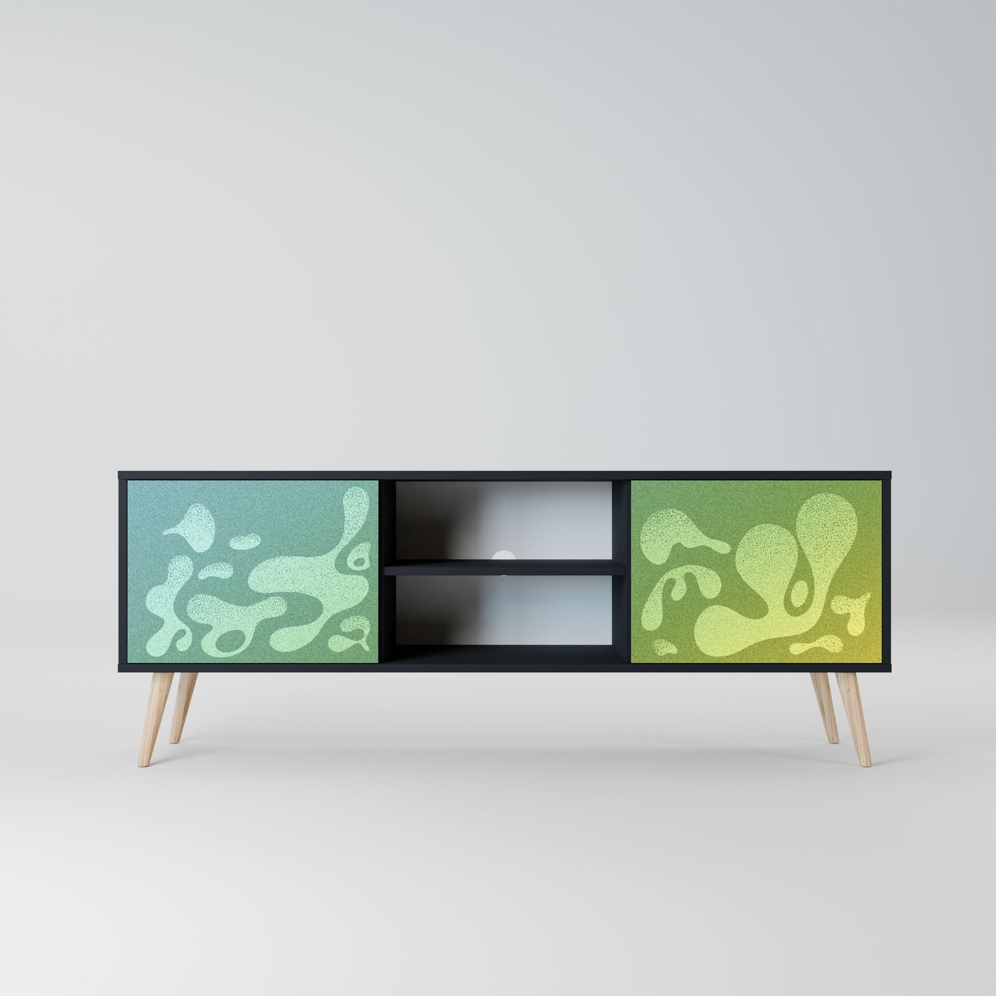 IRREGULAR BLUE 2-Door TV Stand in Black Finish
