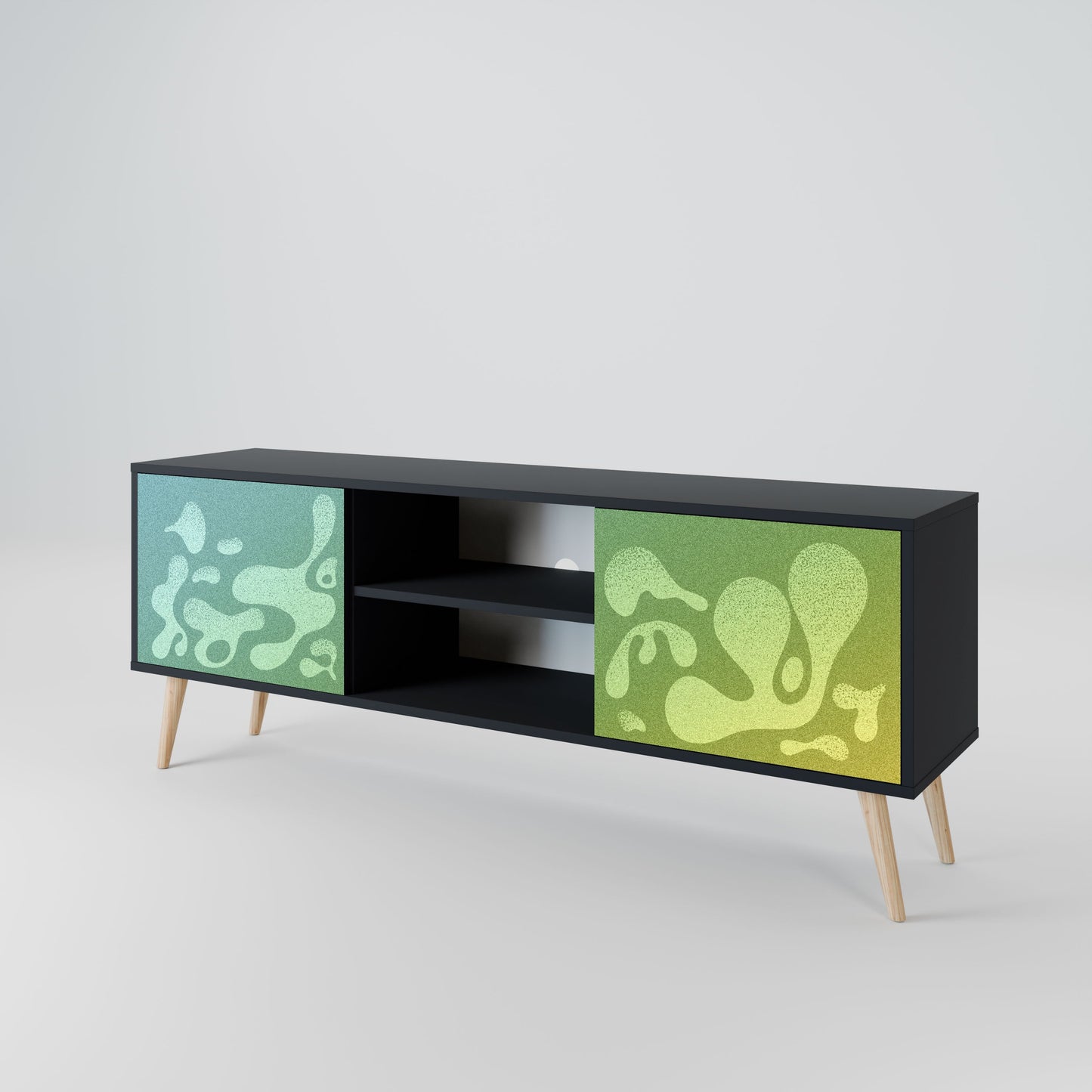 IRREGULAR BLUE 2-Door TV Stand in Black Finish