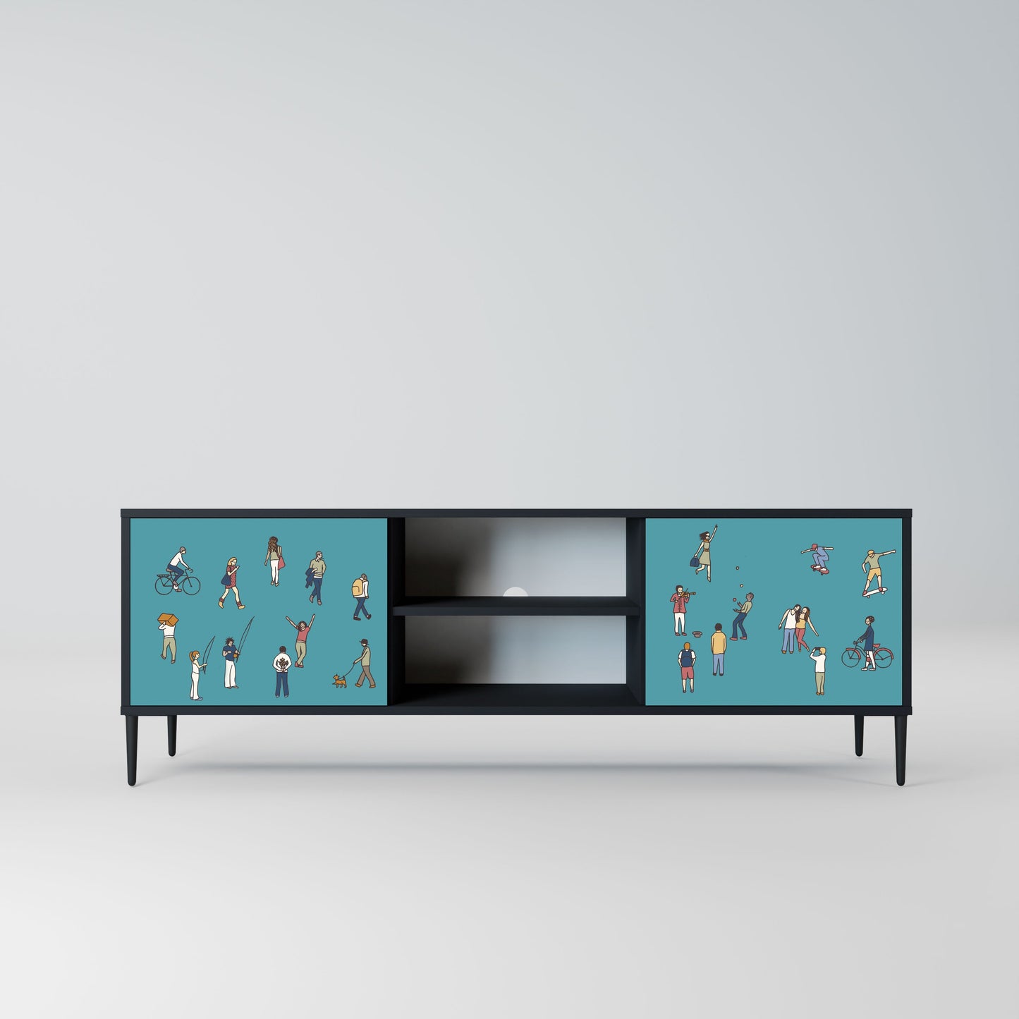 COLLECTIVE STREAM 2-Door TV Stand in Black Finish