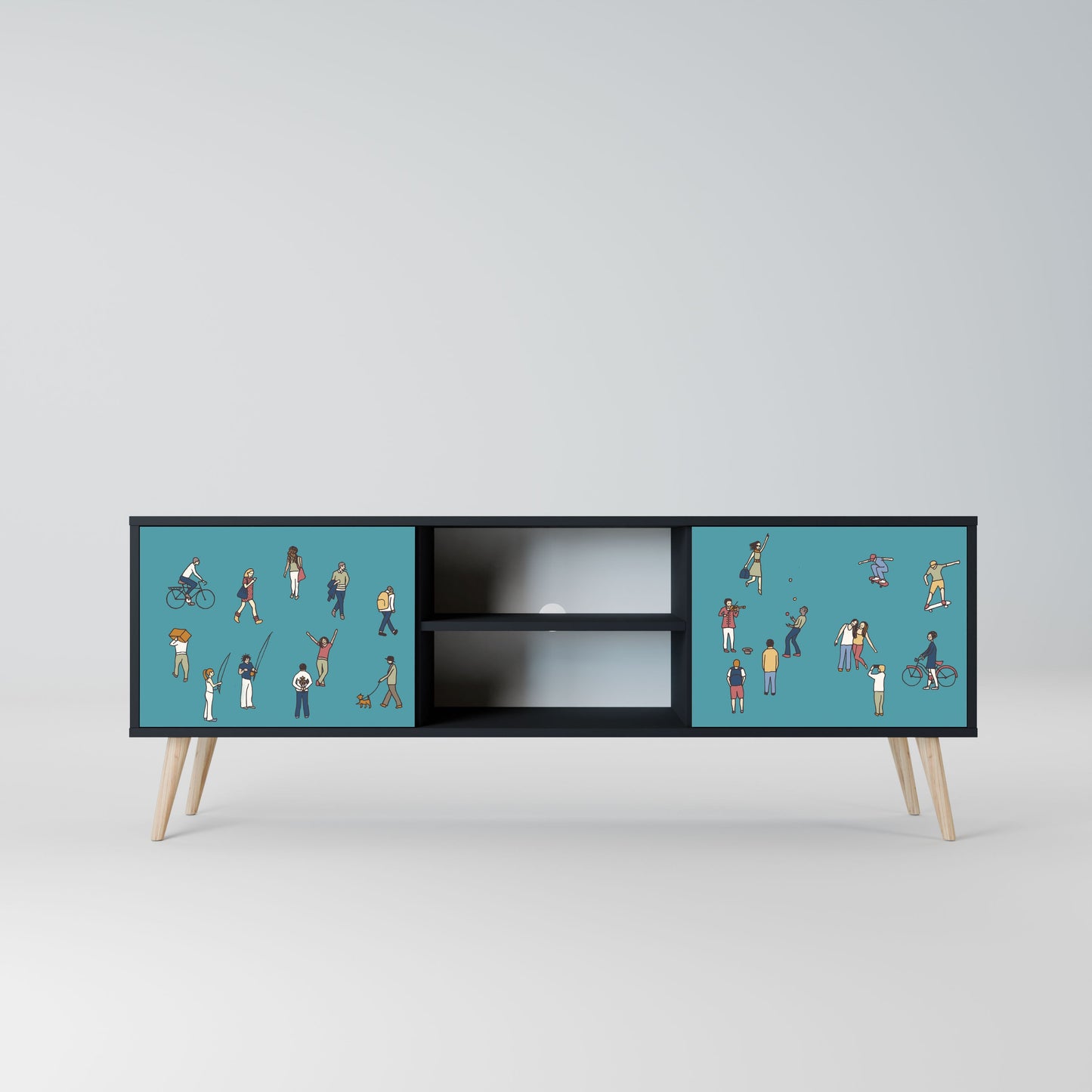 COLLECTIVE STREAM 2-Door TV Stand in Black Finish