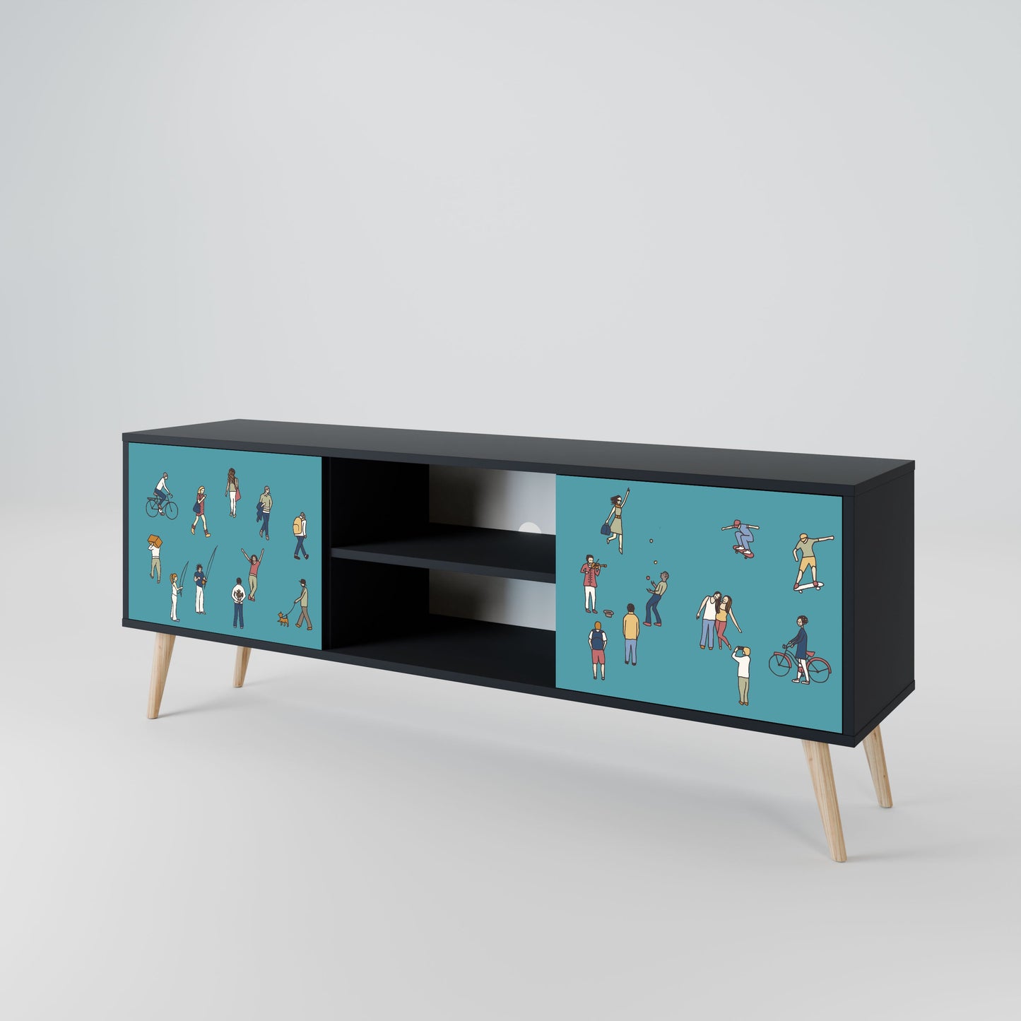 COLLECTIVE STREAM 2-Door TV Stand in Black Finish