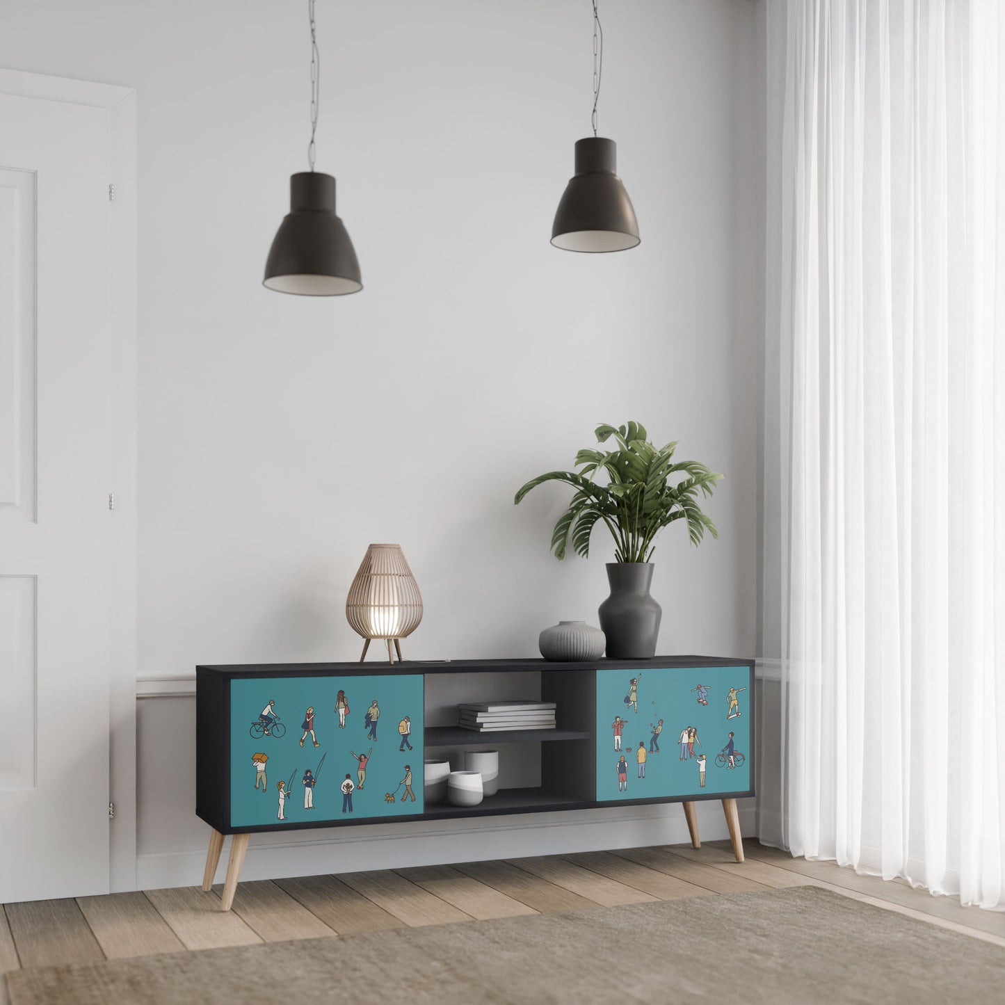 COLLECTIVE STREAM 2-Door TV Stand in Black Finish