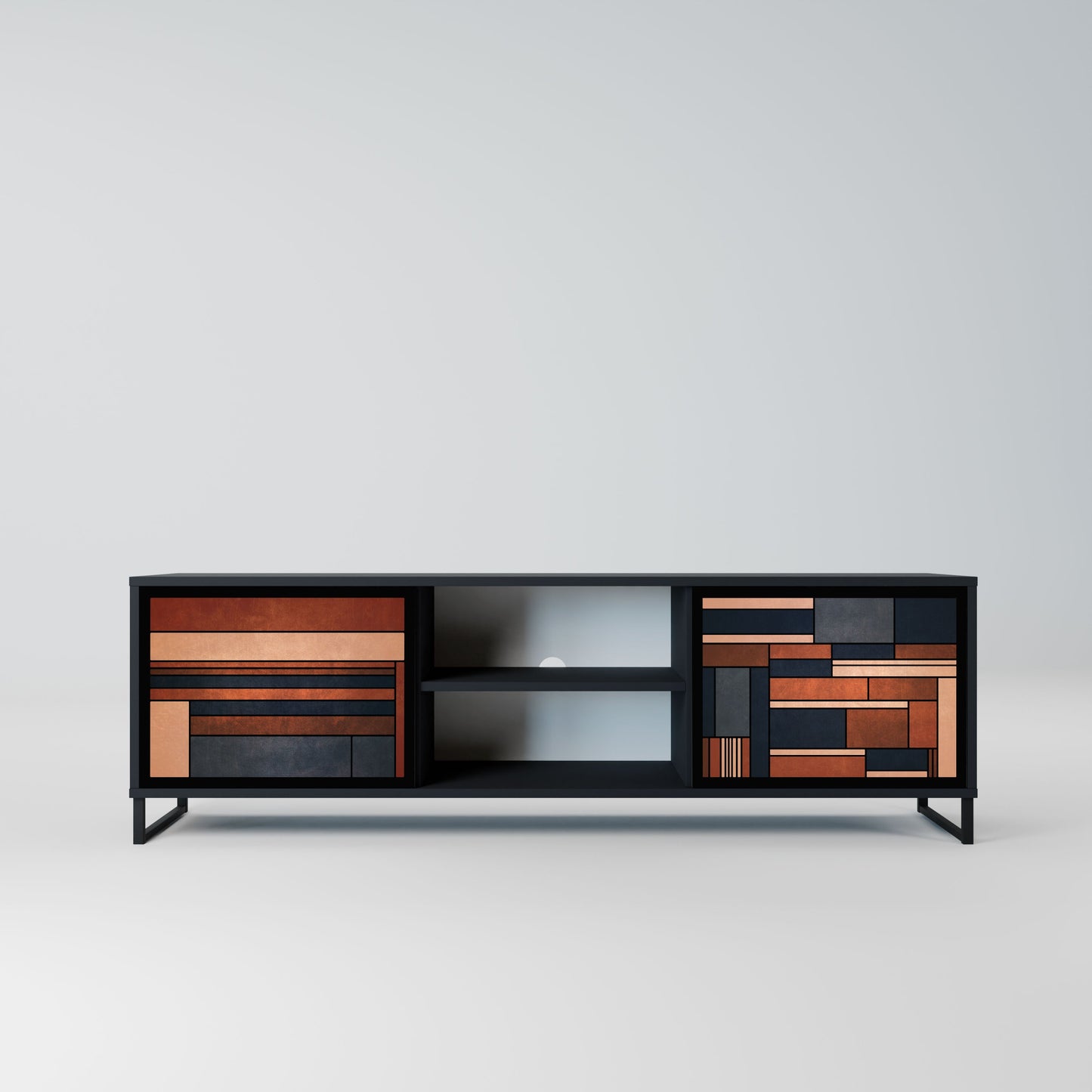 INTREPID FORMATION 2-Door TV Stand in Black Finish