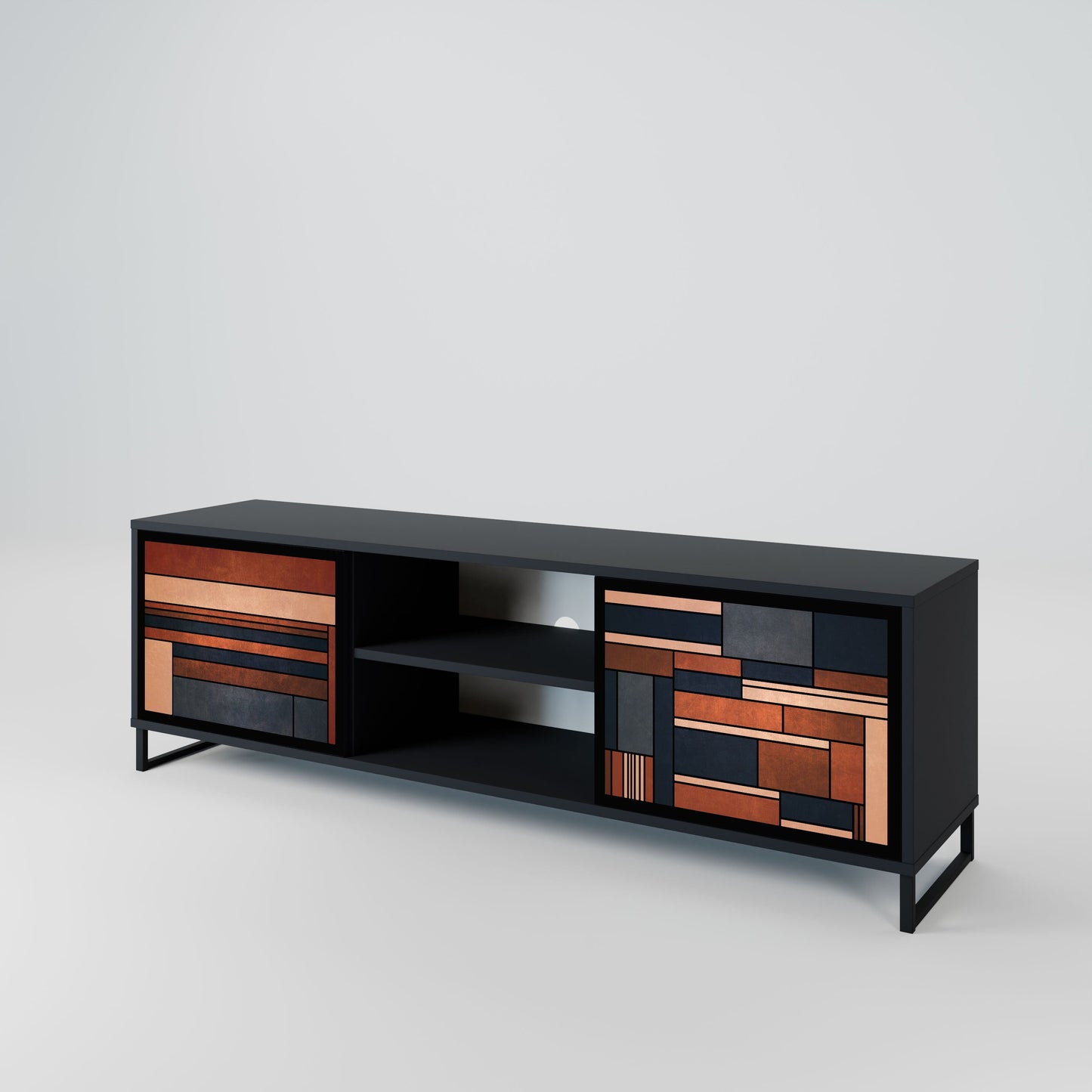 INTREPID FORMATION 2-Door TV Stand in Black Finish