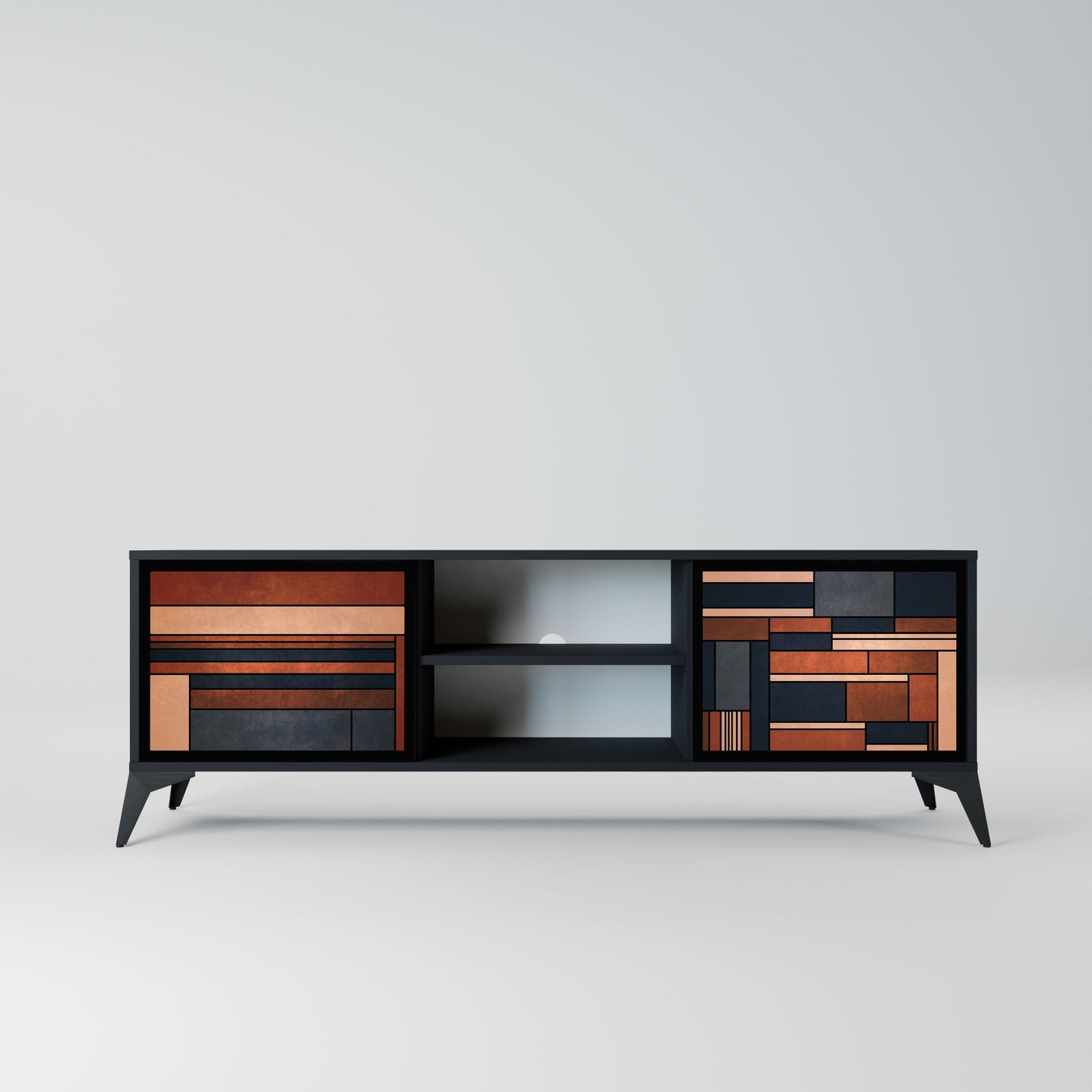 INTREPID FORMATION 2-Door TV Stand in Black Finish