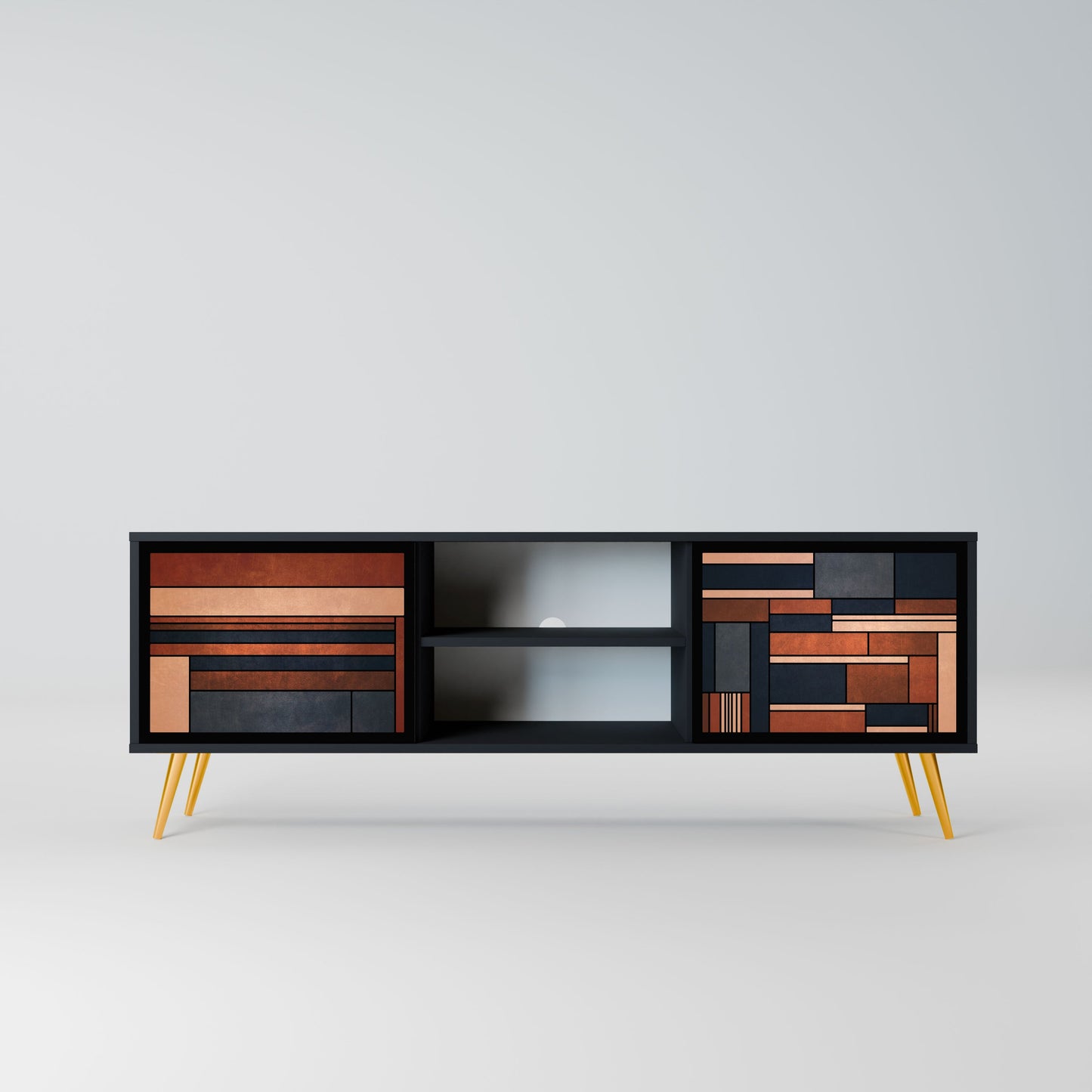INTREPID FORMATION 2-Door TV Stand in Black Finish