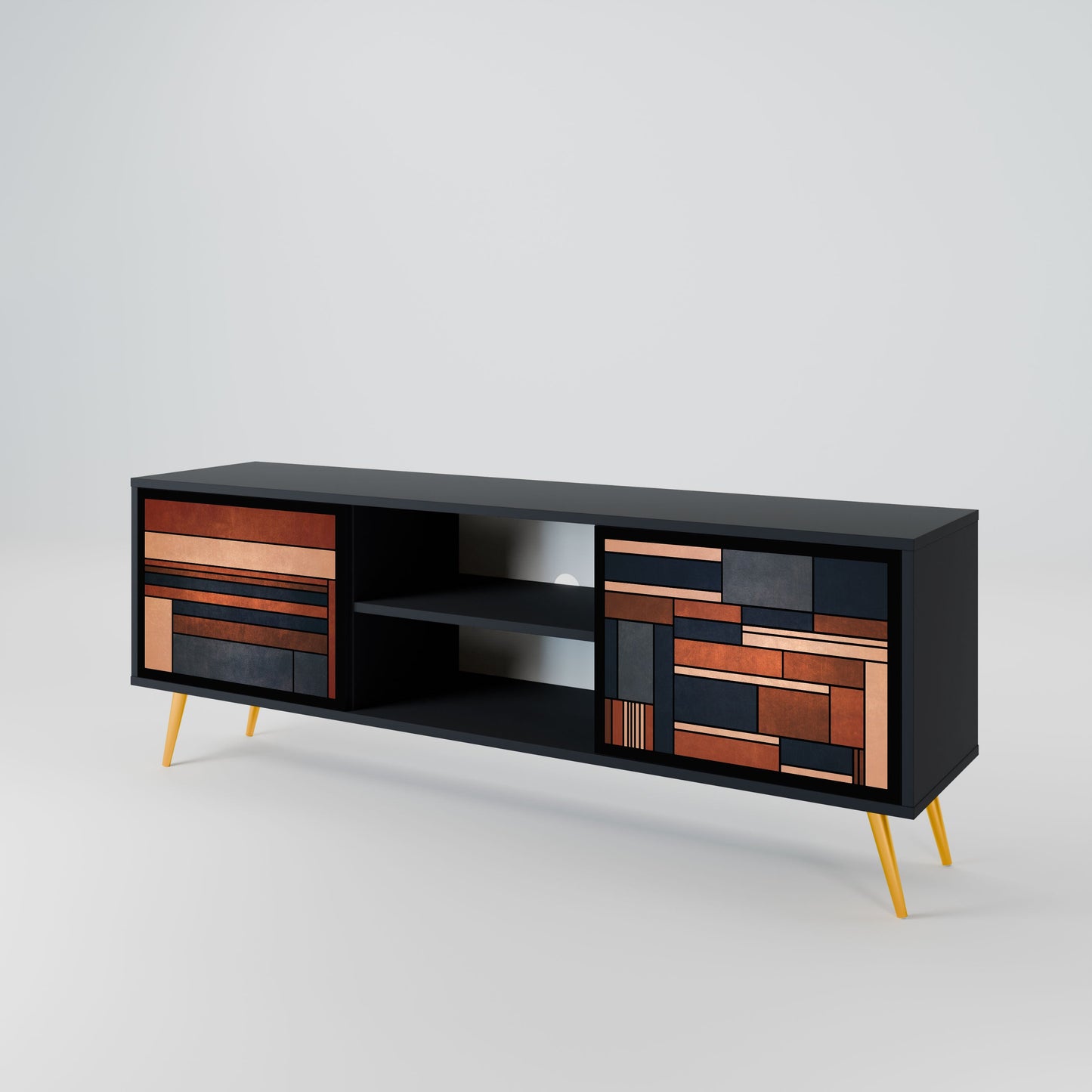 INTREPID FORMATION 2-Door TV Stand in Black Finish