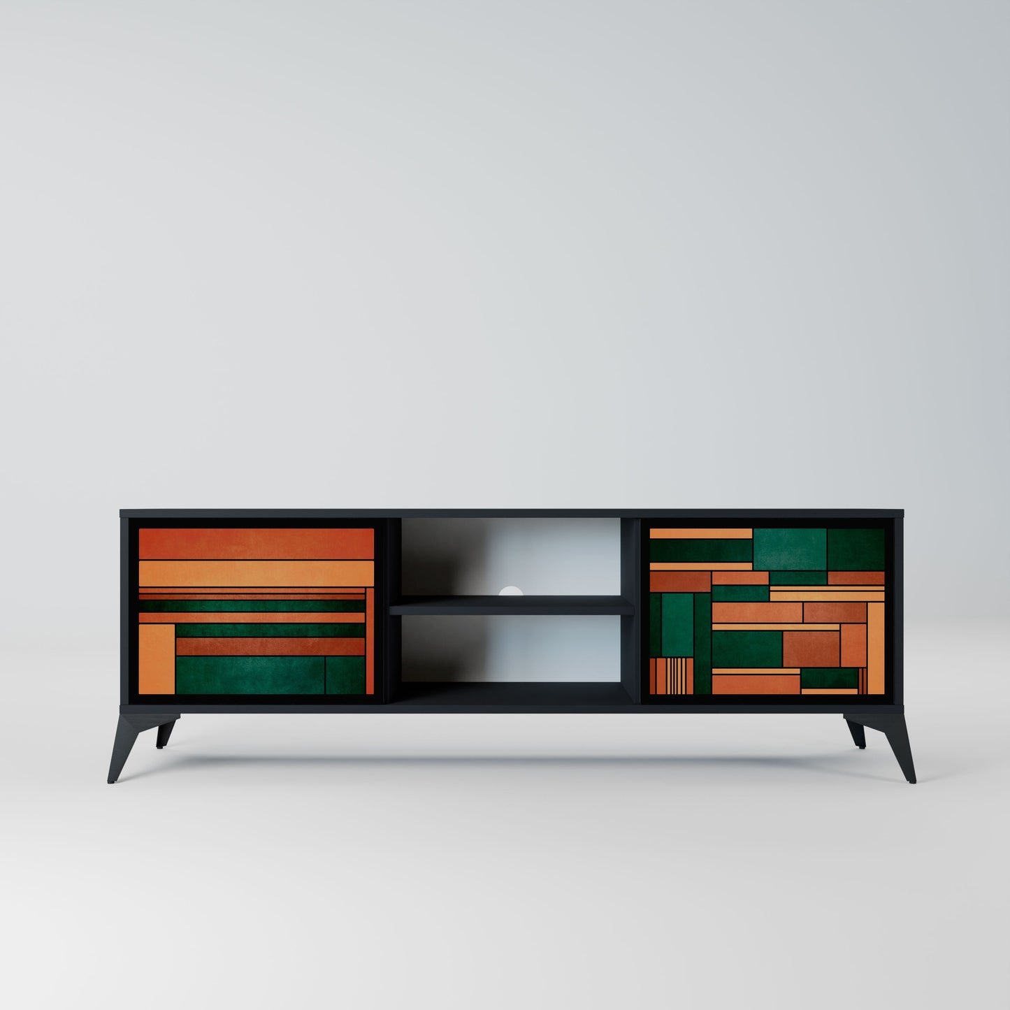 EARTHY FIGURES Mobile TV a 2 ante con finitura nera