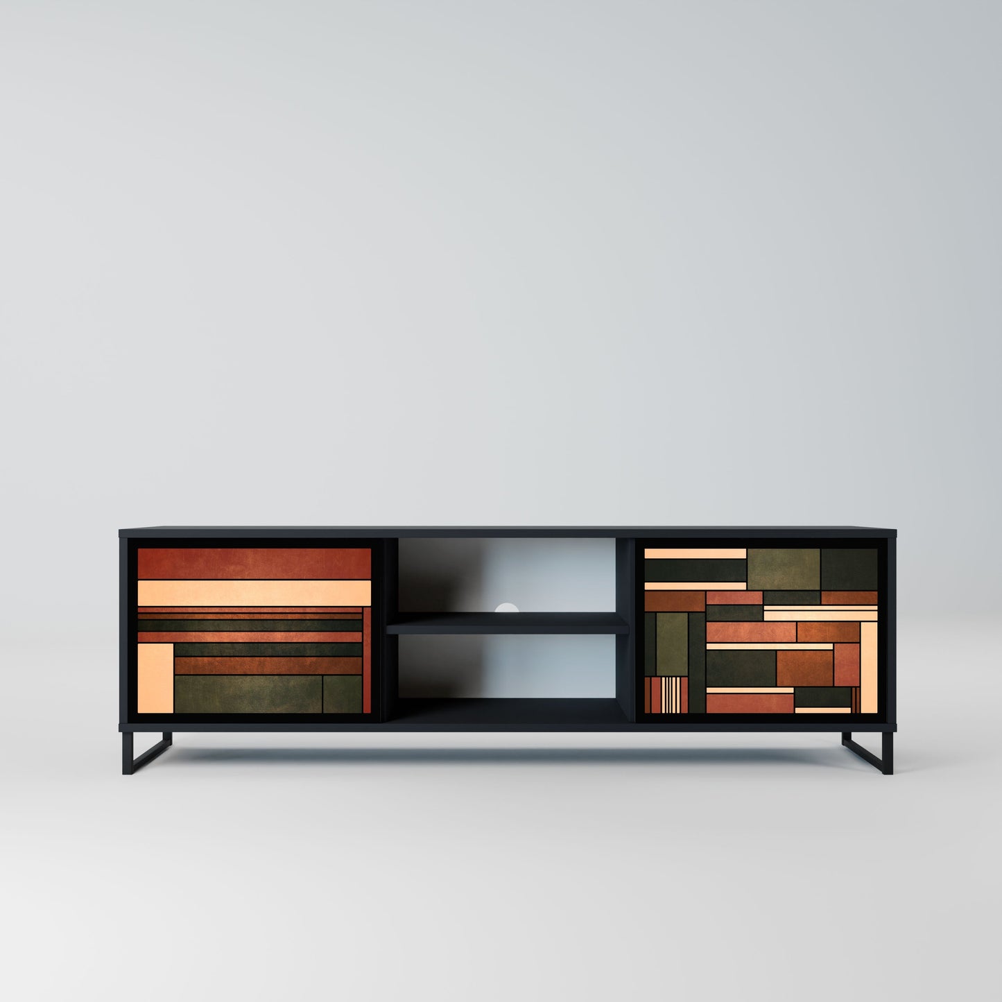 FIGURES OF NATURE 2-Door TV Stand in Black Finish