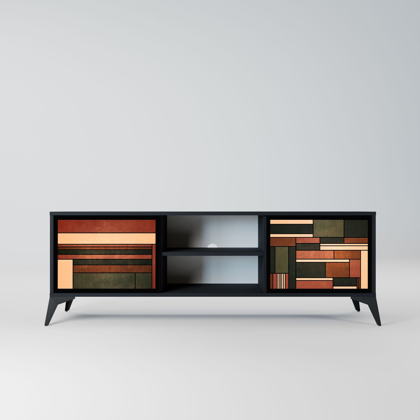 FIGURES OF NATURE 2-Door TV Stand in Black Finish