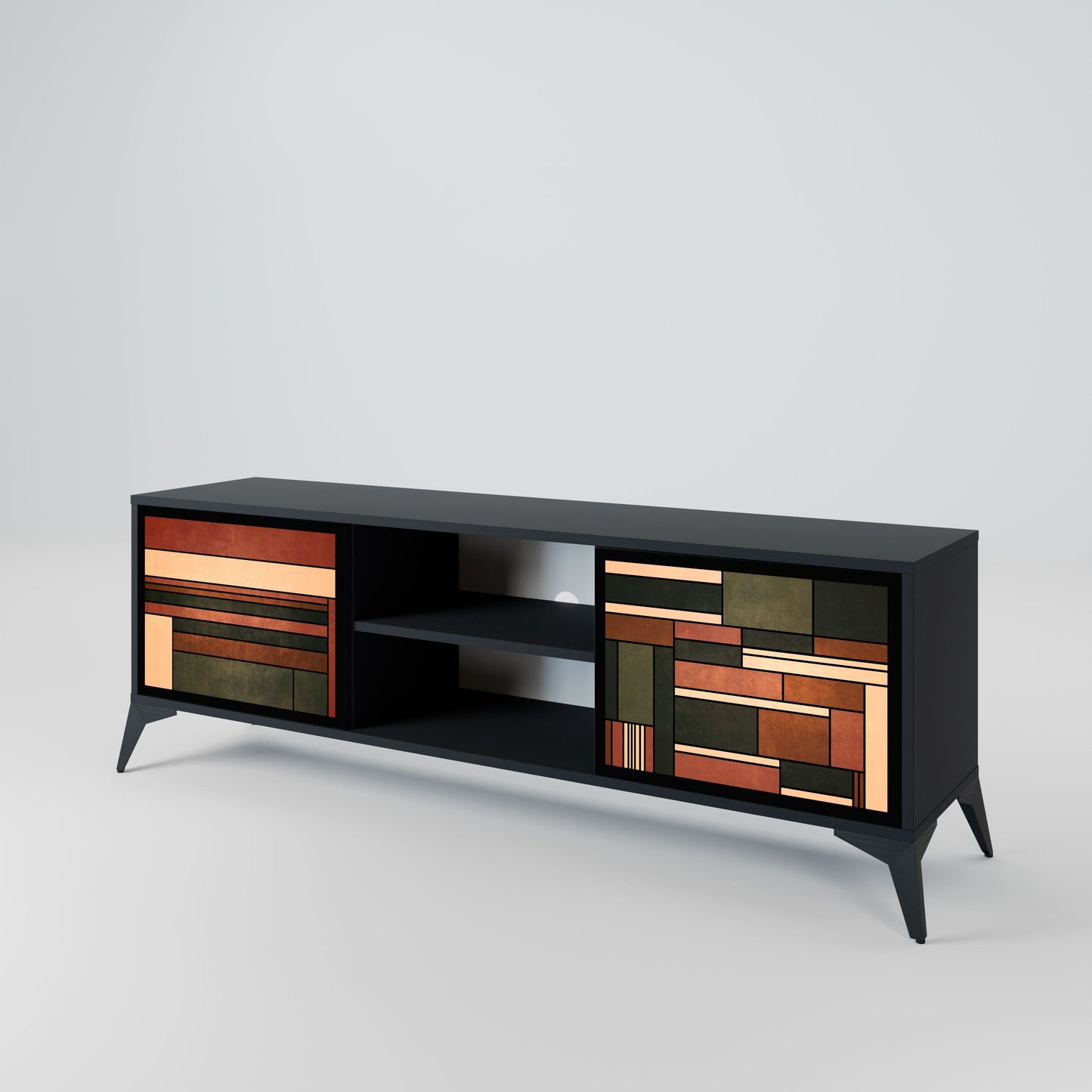 FIGURES OF NATURE 2-Door TV Stand in Black Finish