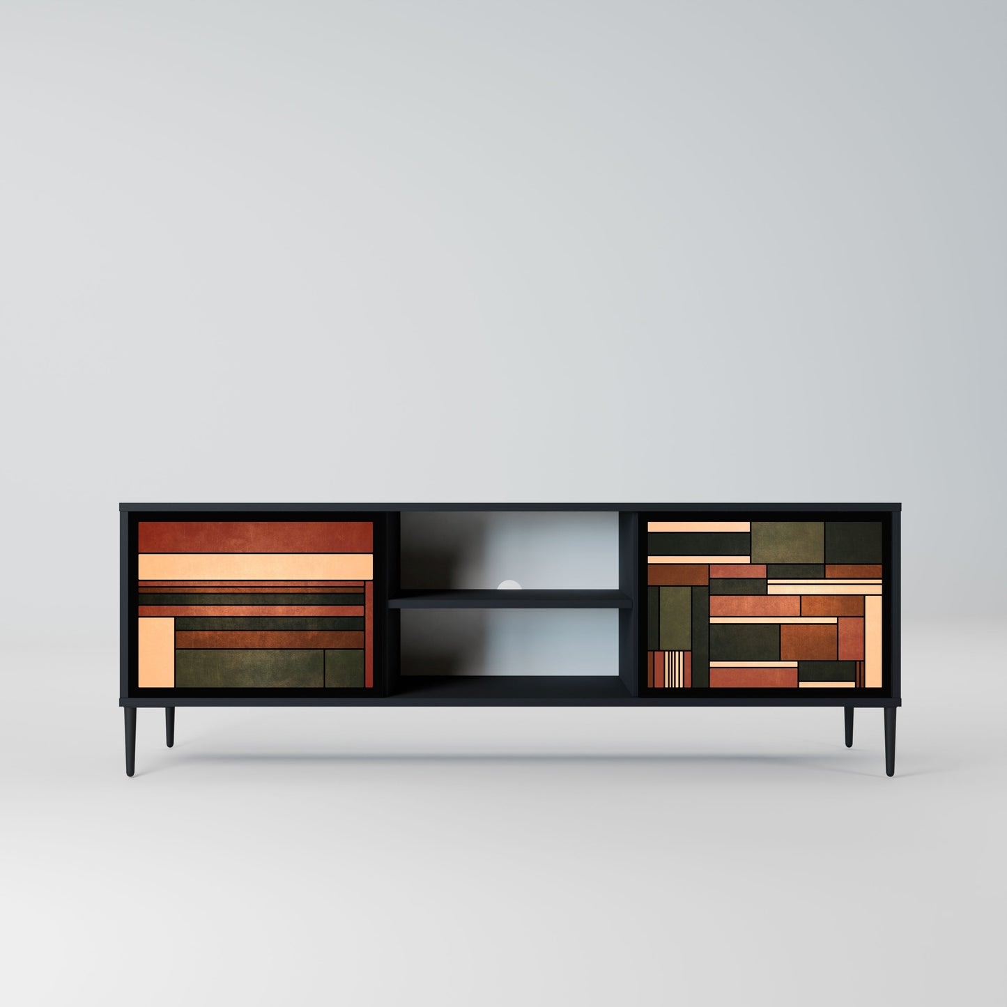 FIGURES OF NATURE 2-Door TV Stand in Black Finish
