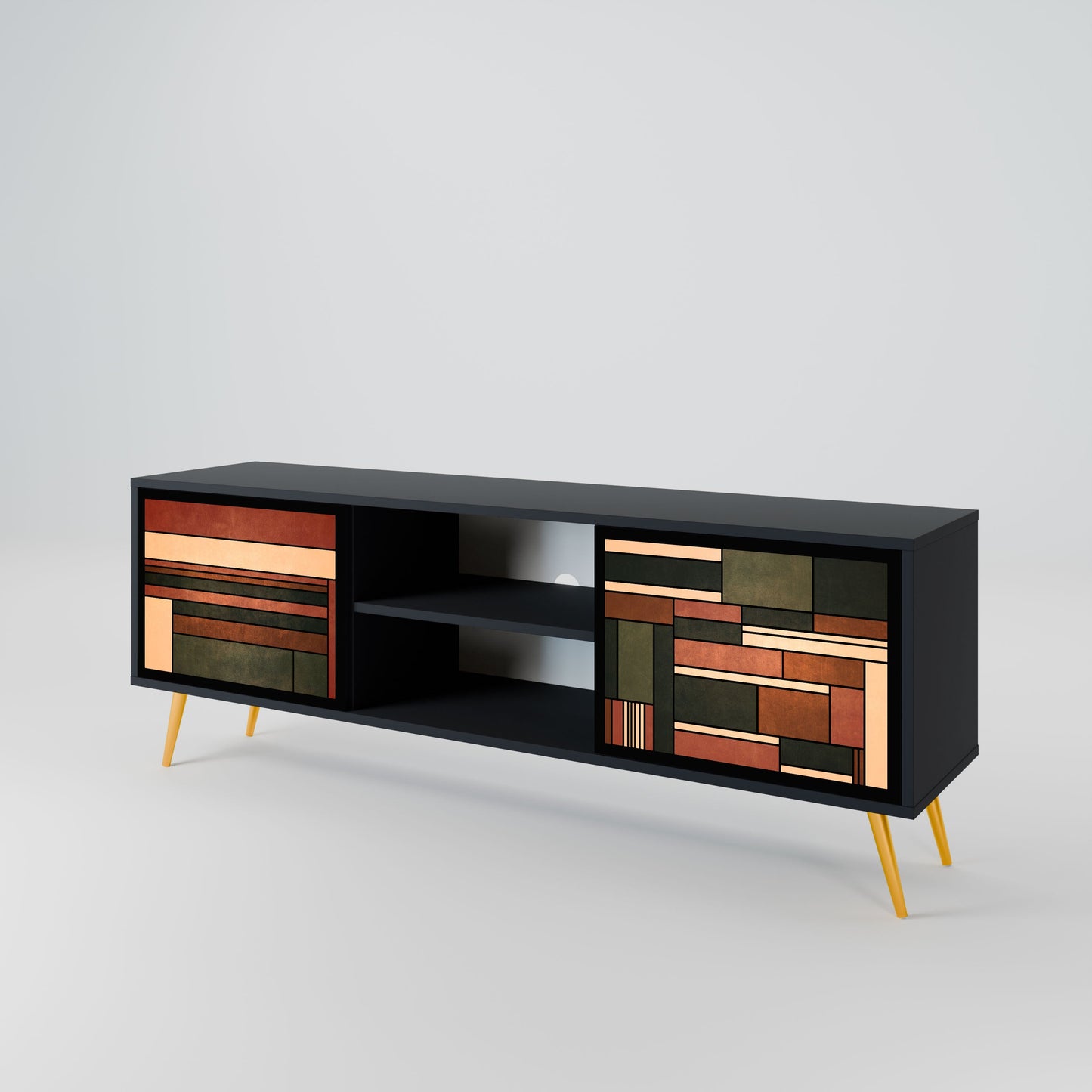 FIGURES OF NATURE 2-Door TV Stand in Black Finish