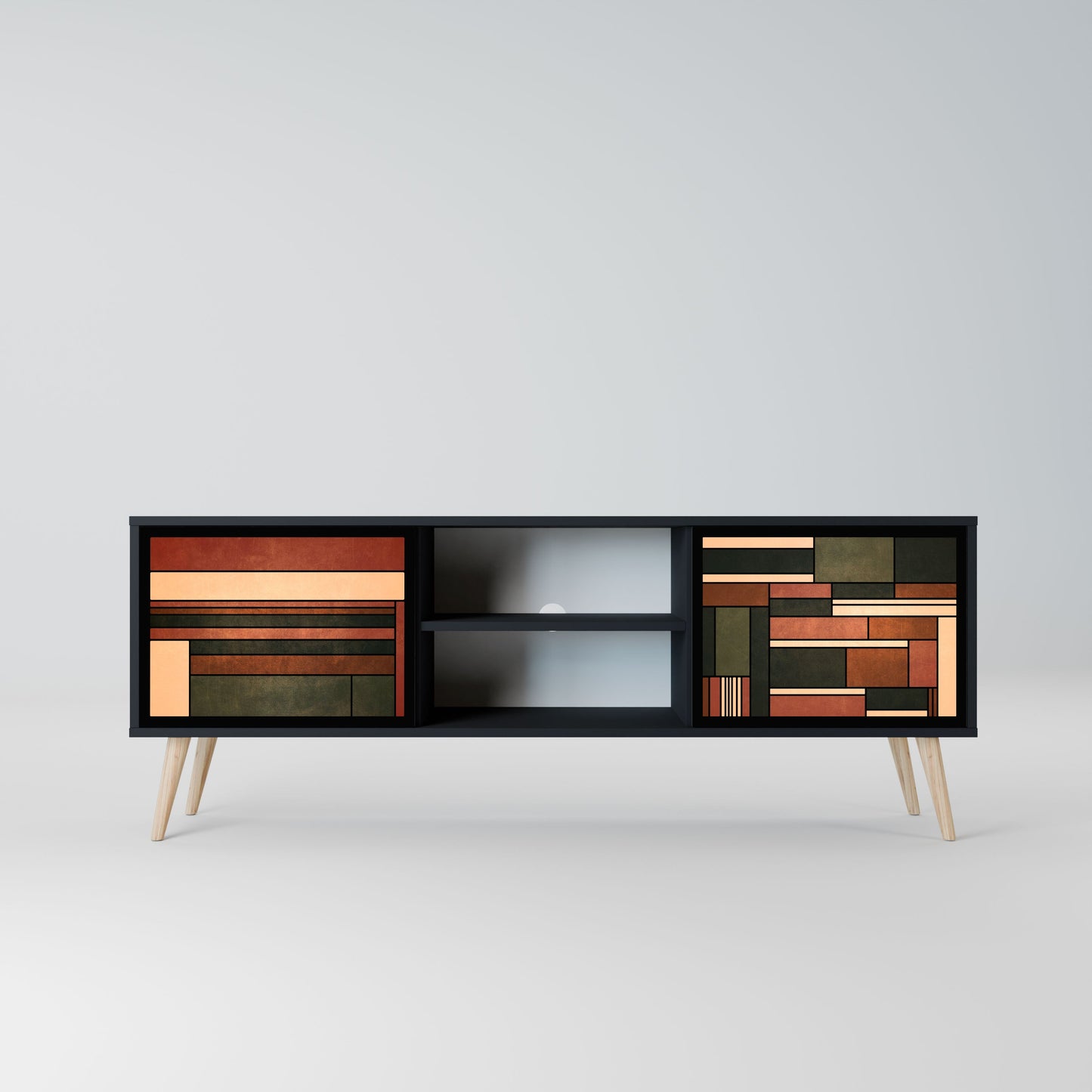 FIGURES OF NATURE 2-Door TV Stand in Black Finish