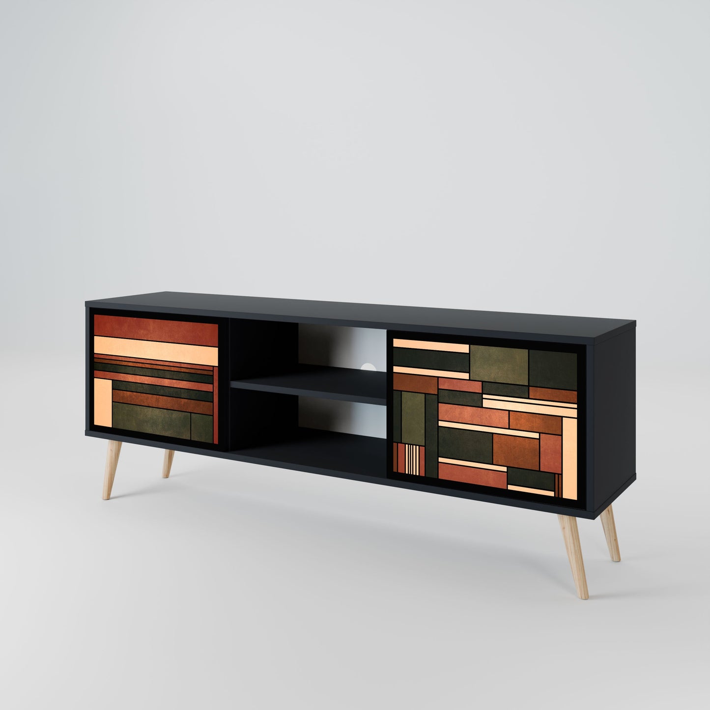 FIGURES OF NATURE 2-Door TV Stand in Black Finish
