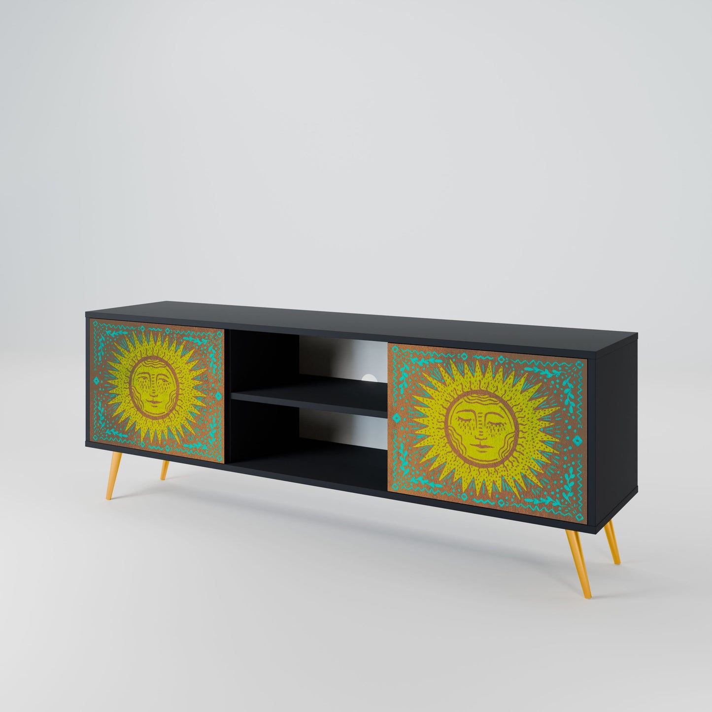 SUNSHINE EULOGY 2-Door TV Stand in Black Finish