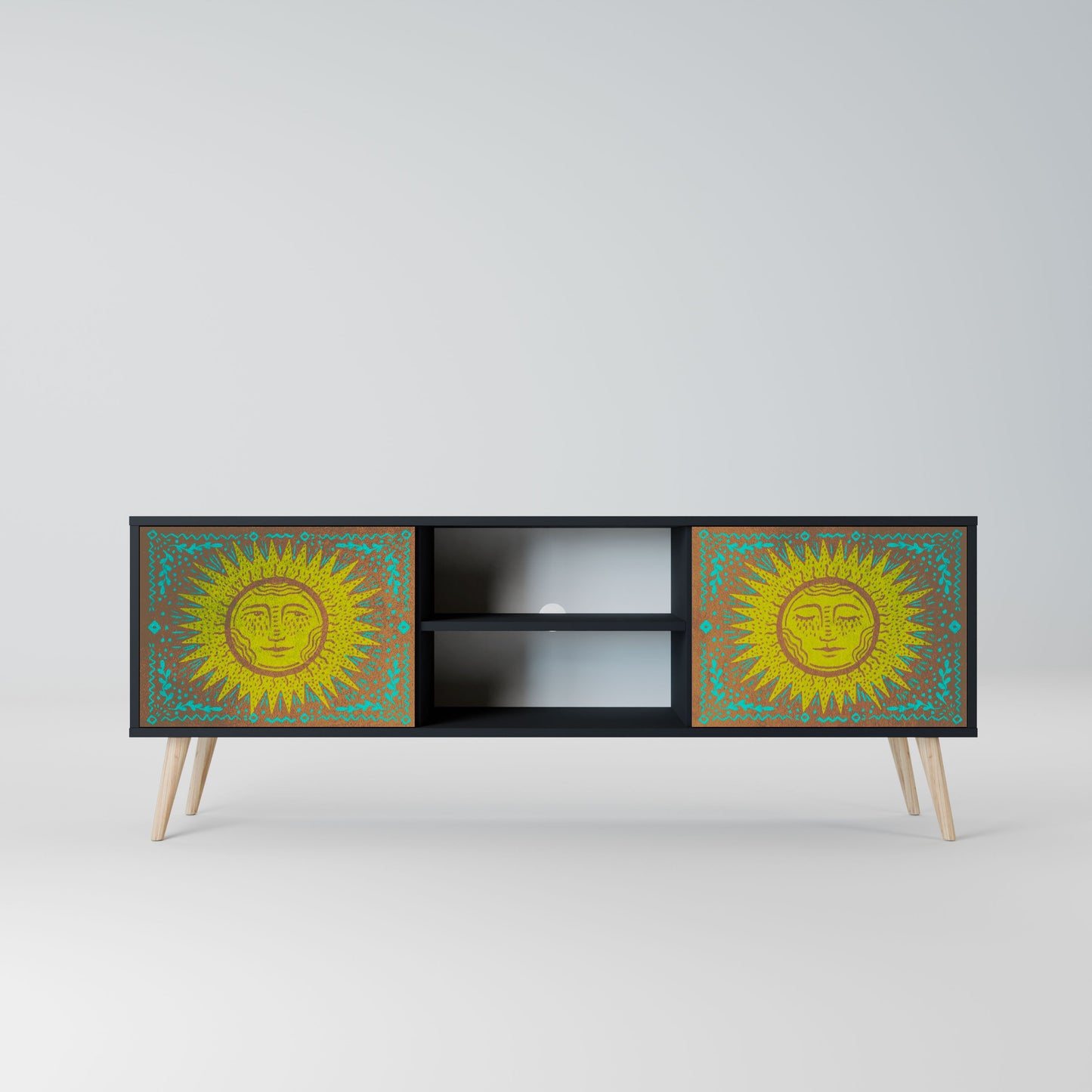 SUNSHINE EULOGY 2-Door TV Stand in Black Finish