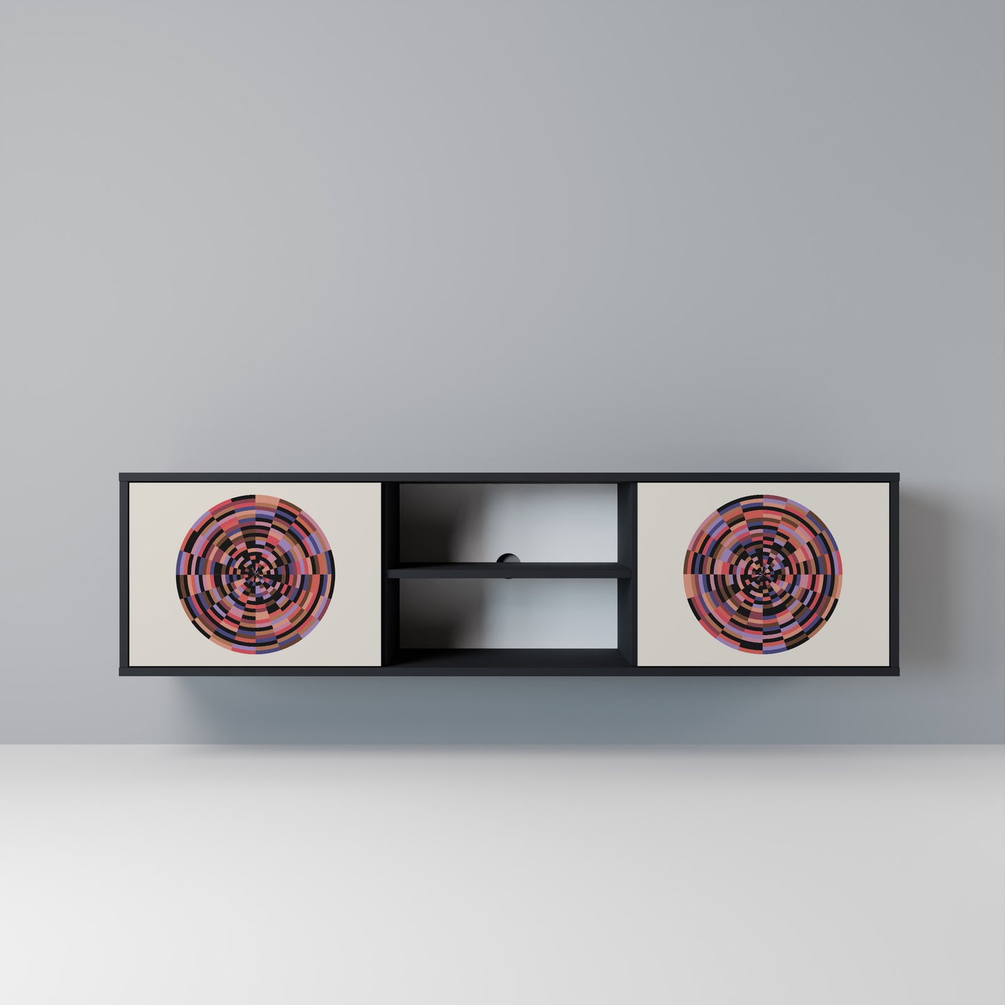 BROWN CIRCLES Mobile TV a 2 Ante in Finitura Nera