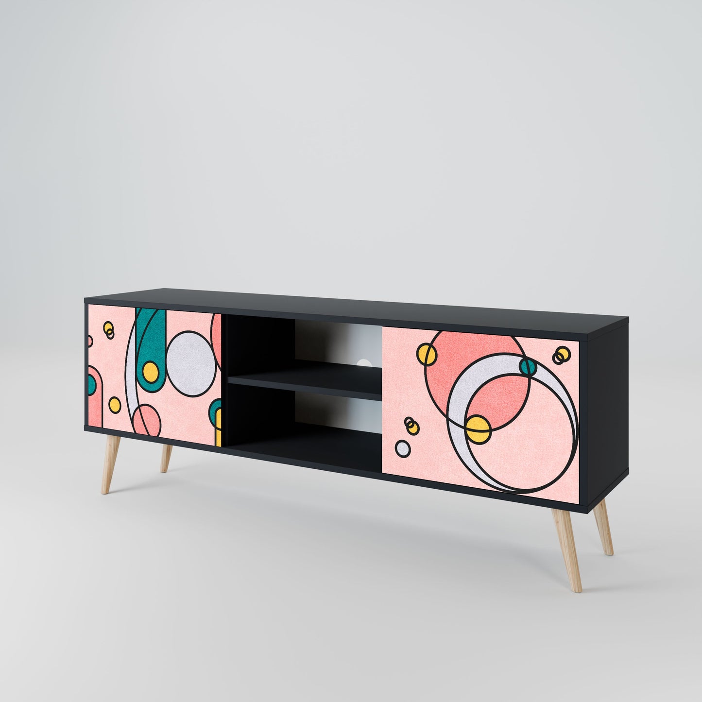 GOSSAMER ECHOES 2-Door TV Stand in Black Finish