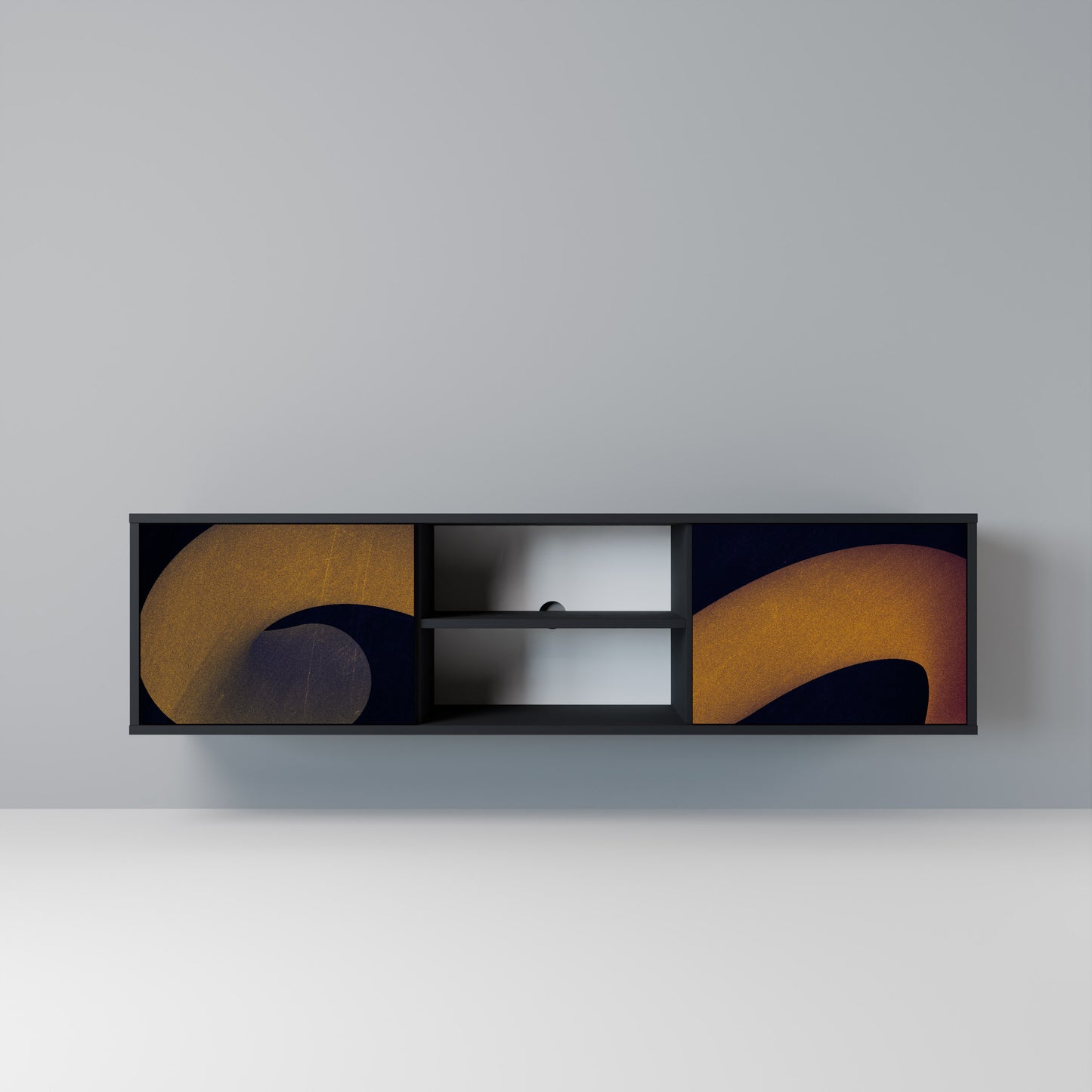 HOLLOW TIME Mobile TV a 2 Ante in Finitura Nera