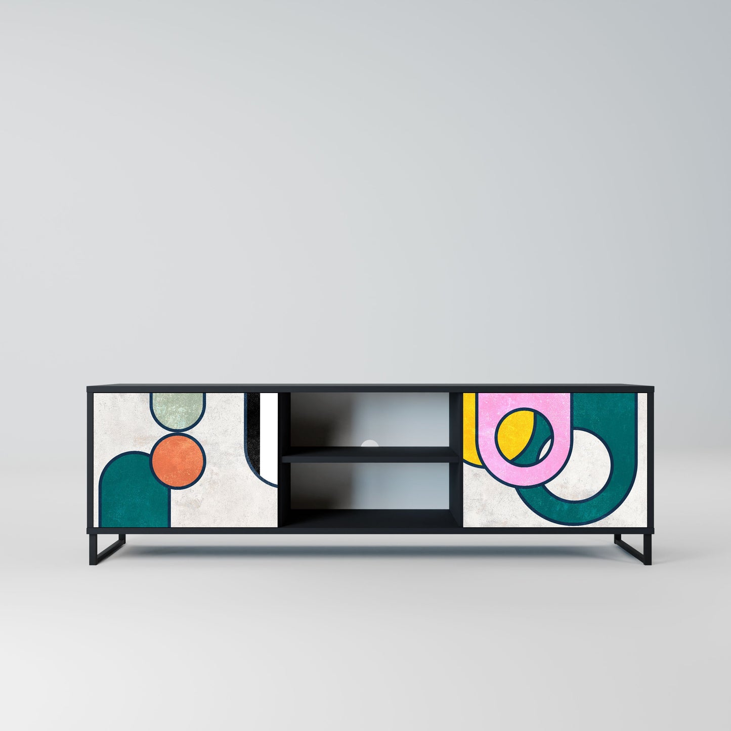 Mobile TV COOL STORY a 2 ante con finitura nera