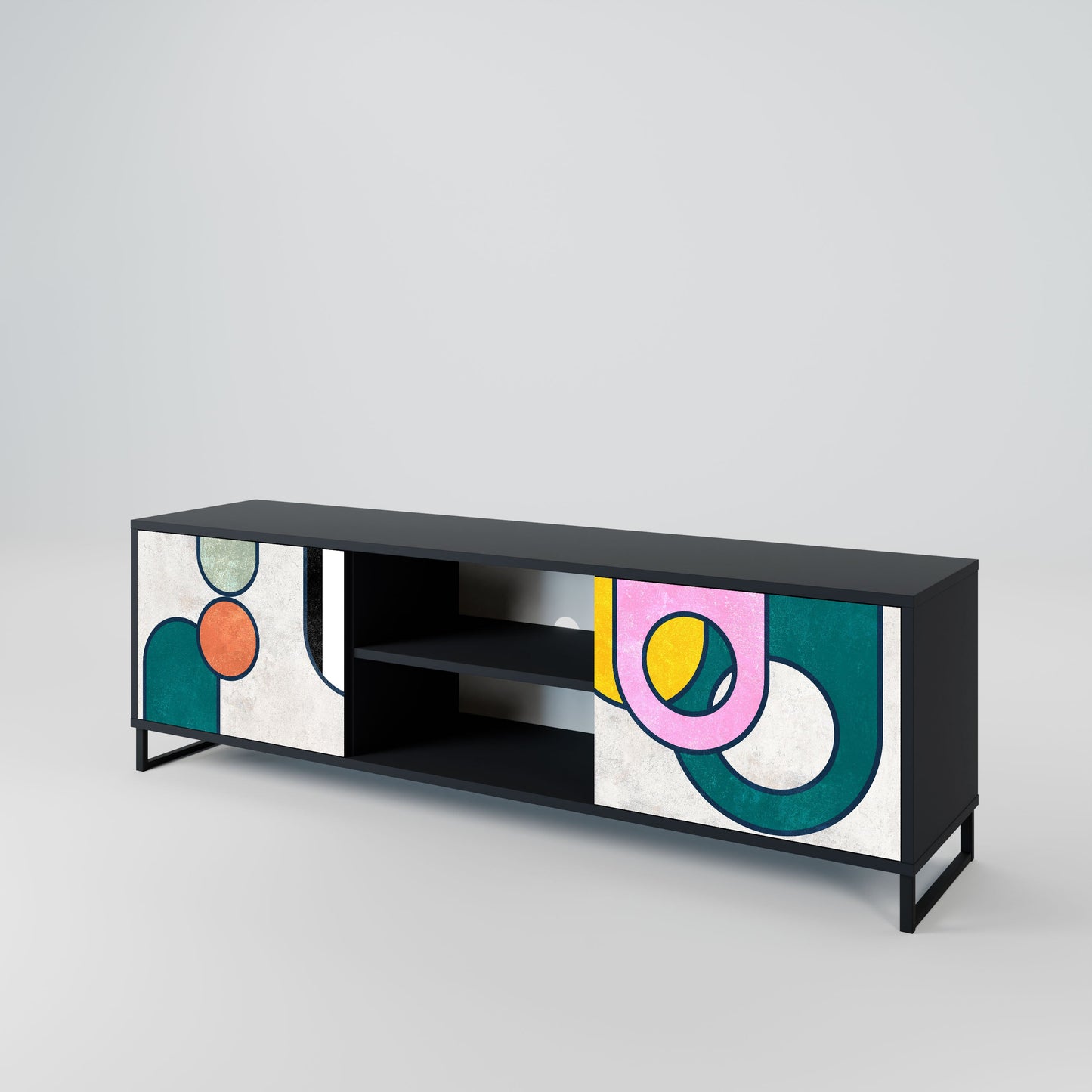 Mobile TV COOL STORY a 2 ante con finitura nera