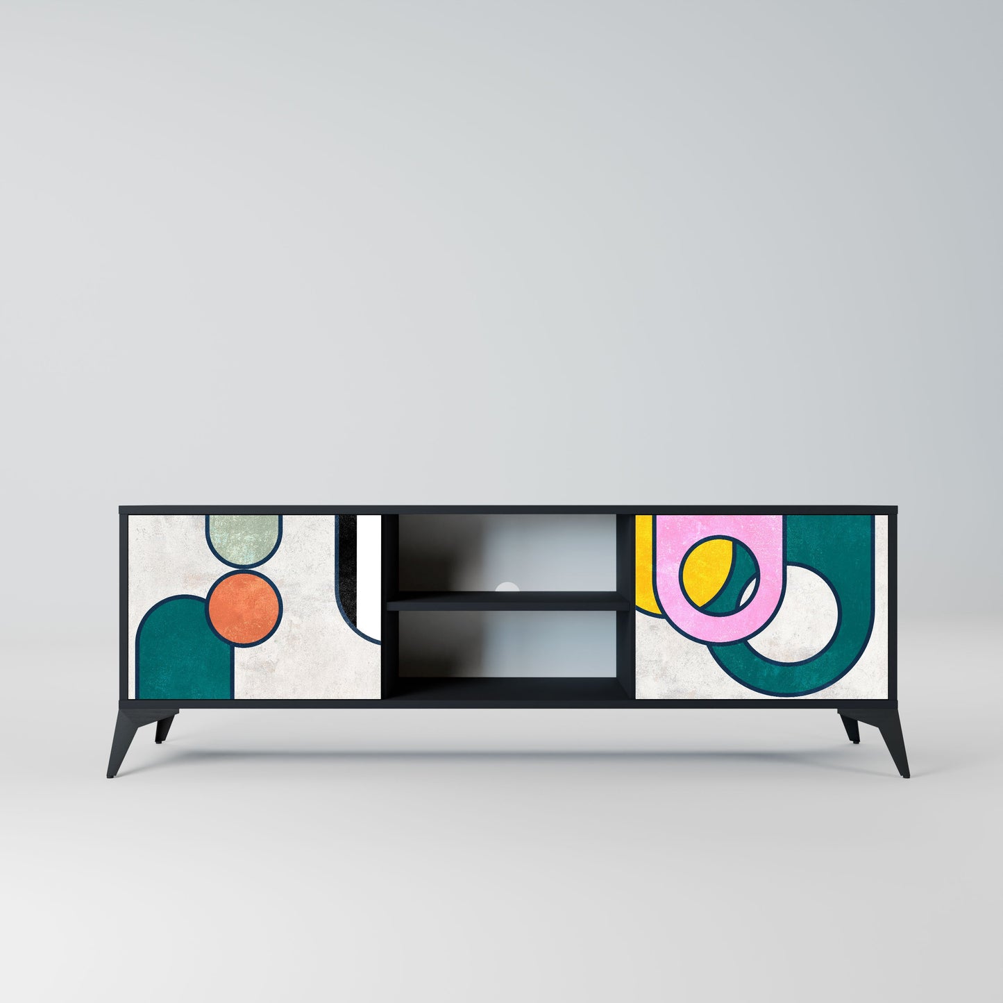 Mobile TV COOL STORY a 2 ante con finitura nera