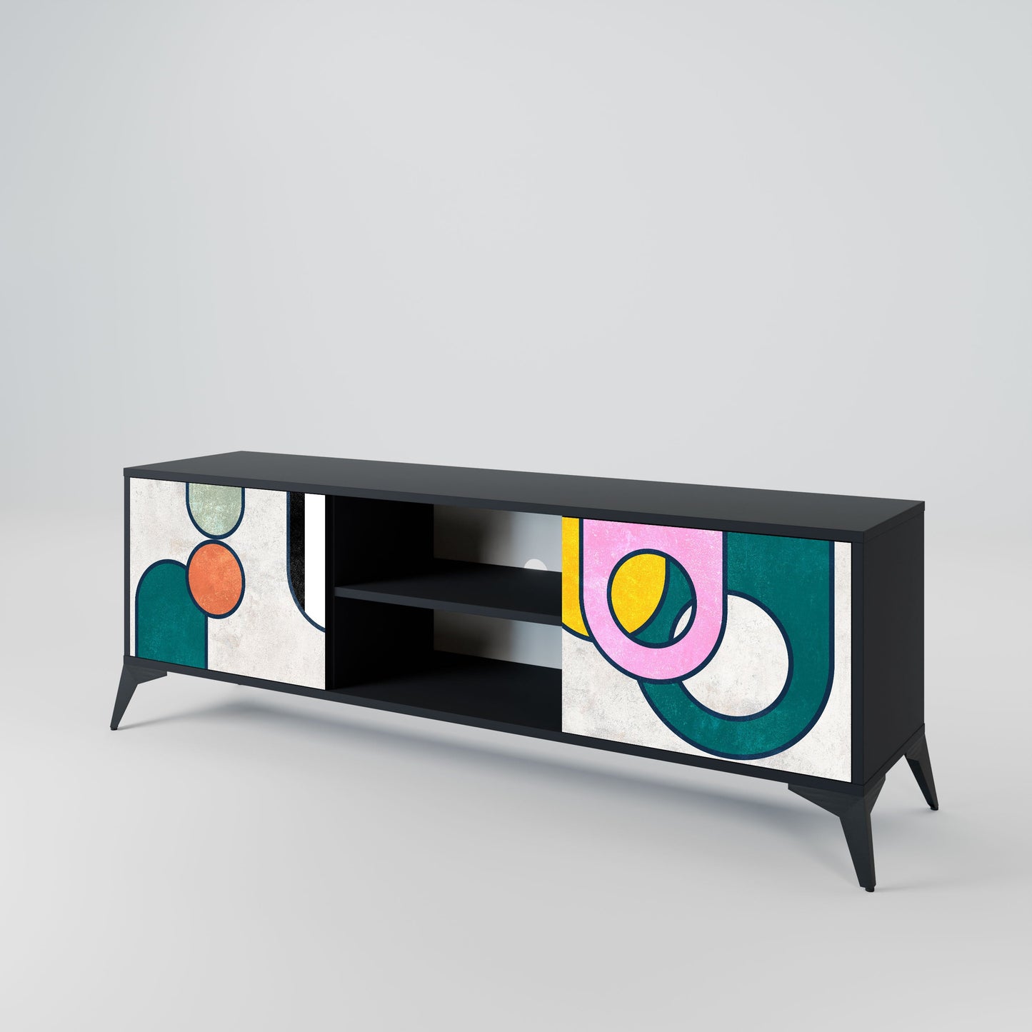 Mobile TV COOL STORY a 2 ante con finitura nera