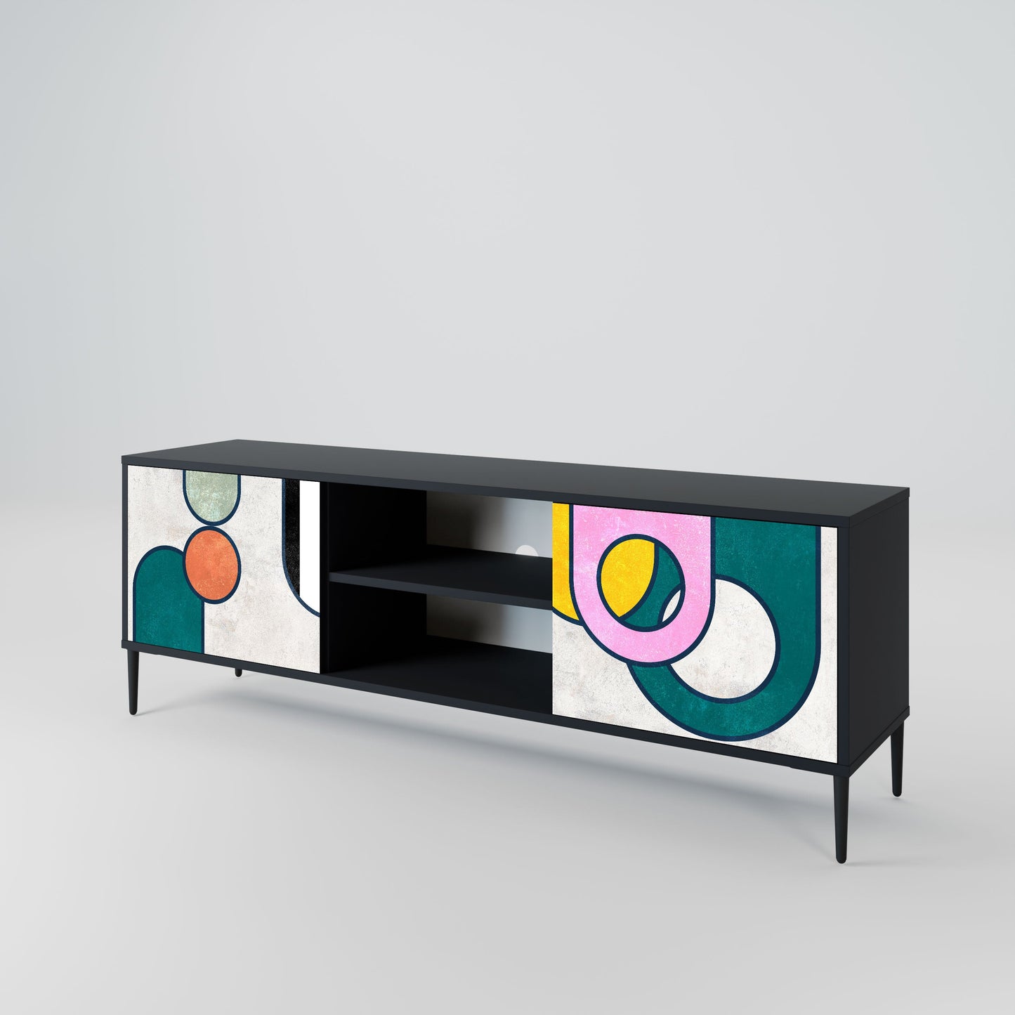 Mobile TV COOL STORY a 2 ante con finitura nera