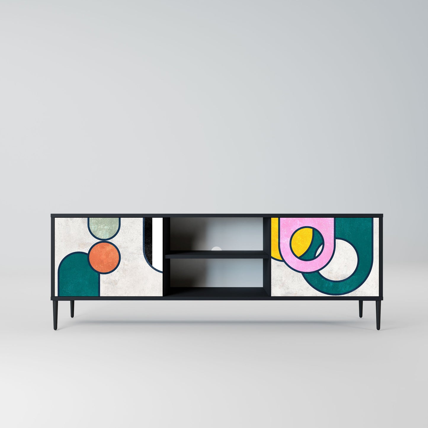 Mobile TV COOL STORY a 2 ante con finitura nera