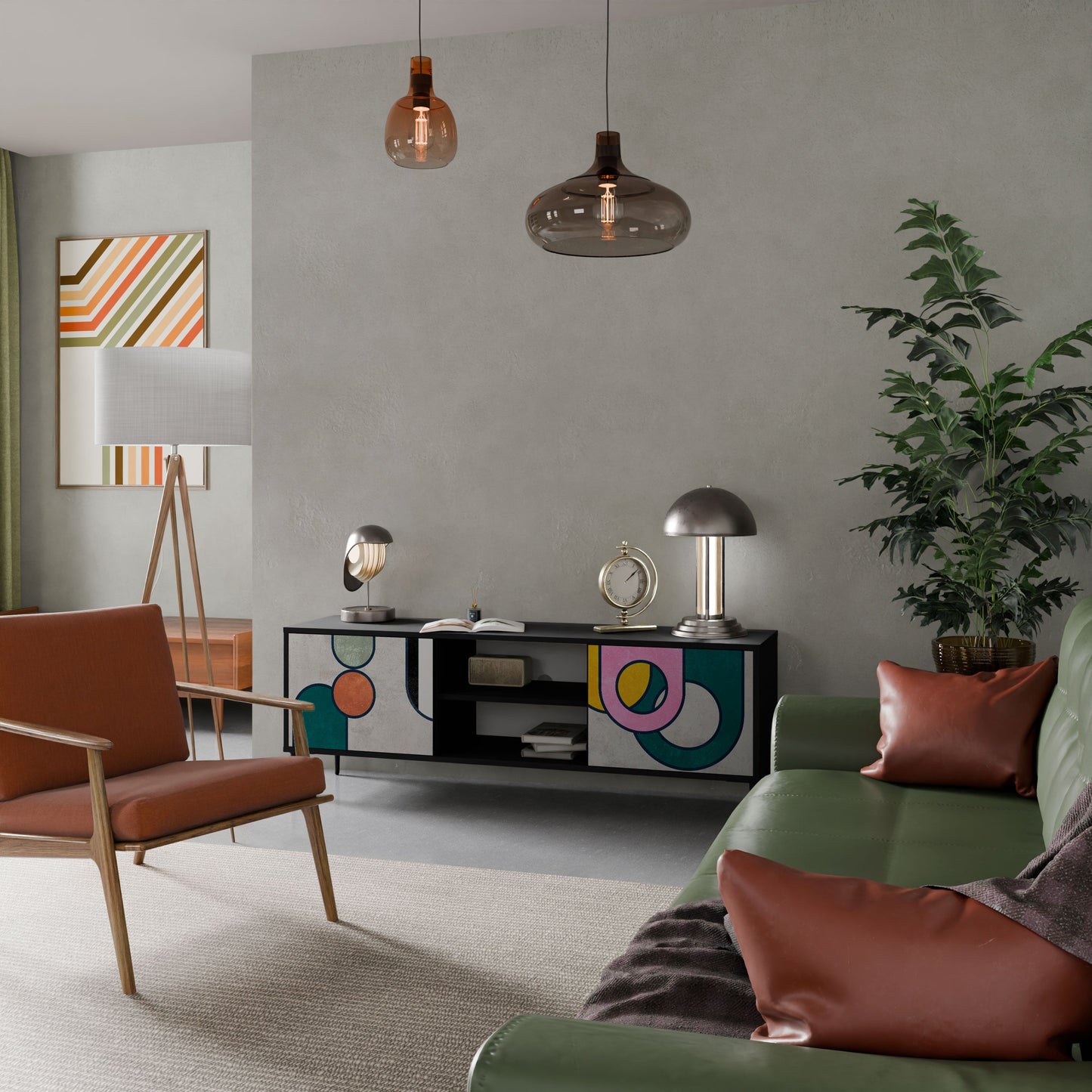 Mobile TV COOL STORY a 2 ante con finitura nera