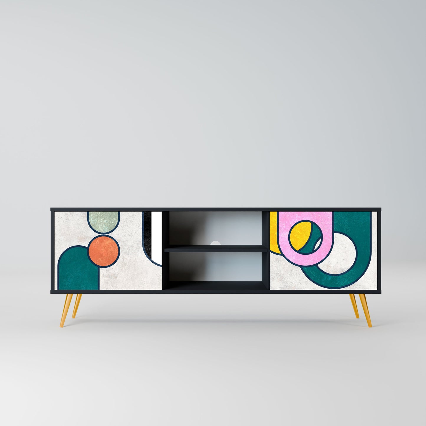 Mobile TV COOL STORY a 2 ante con finitura nera