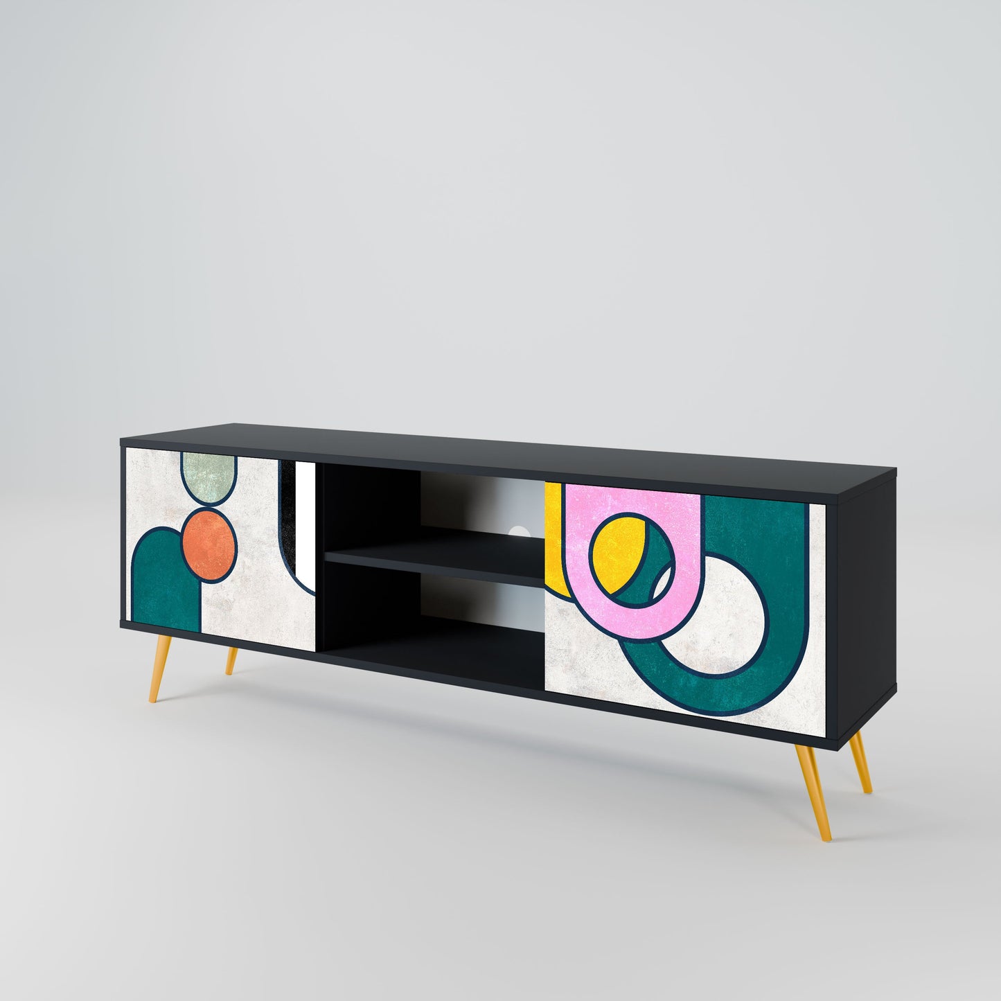 Mobile TV COOL STORY a 2 ante con finitura nera