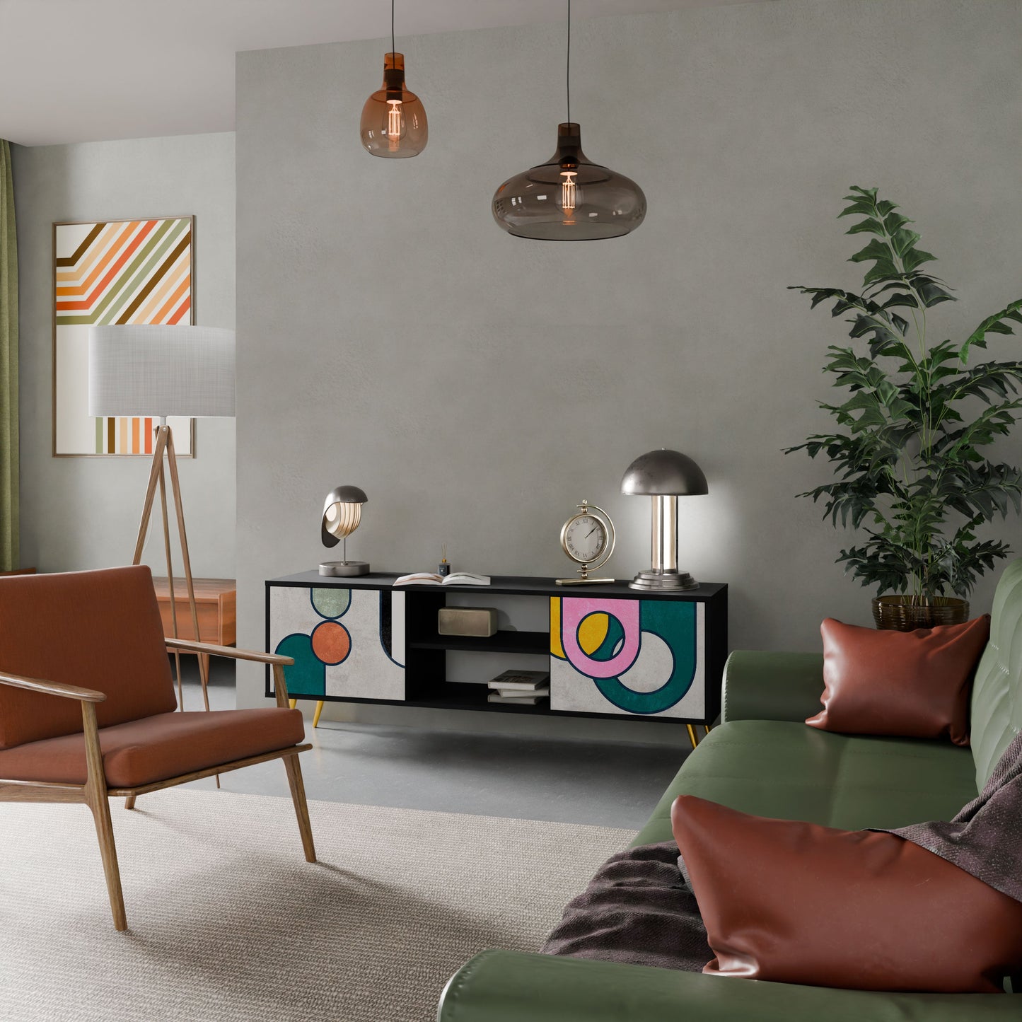 Mobile TV COOL STORY a 2 ante con finitura nera