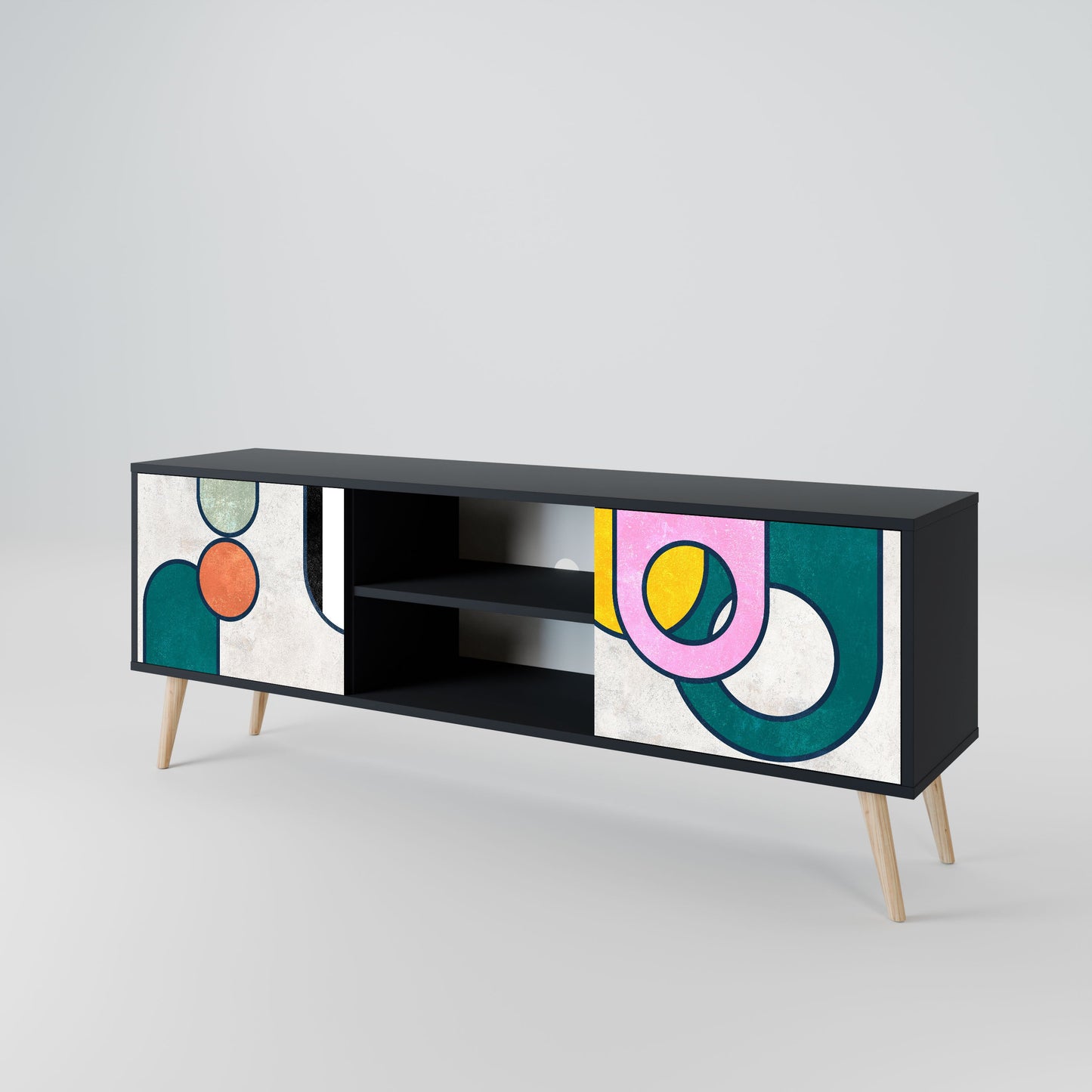 Mobile TV COOL STORY a 2 ante con finitura nera