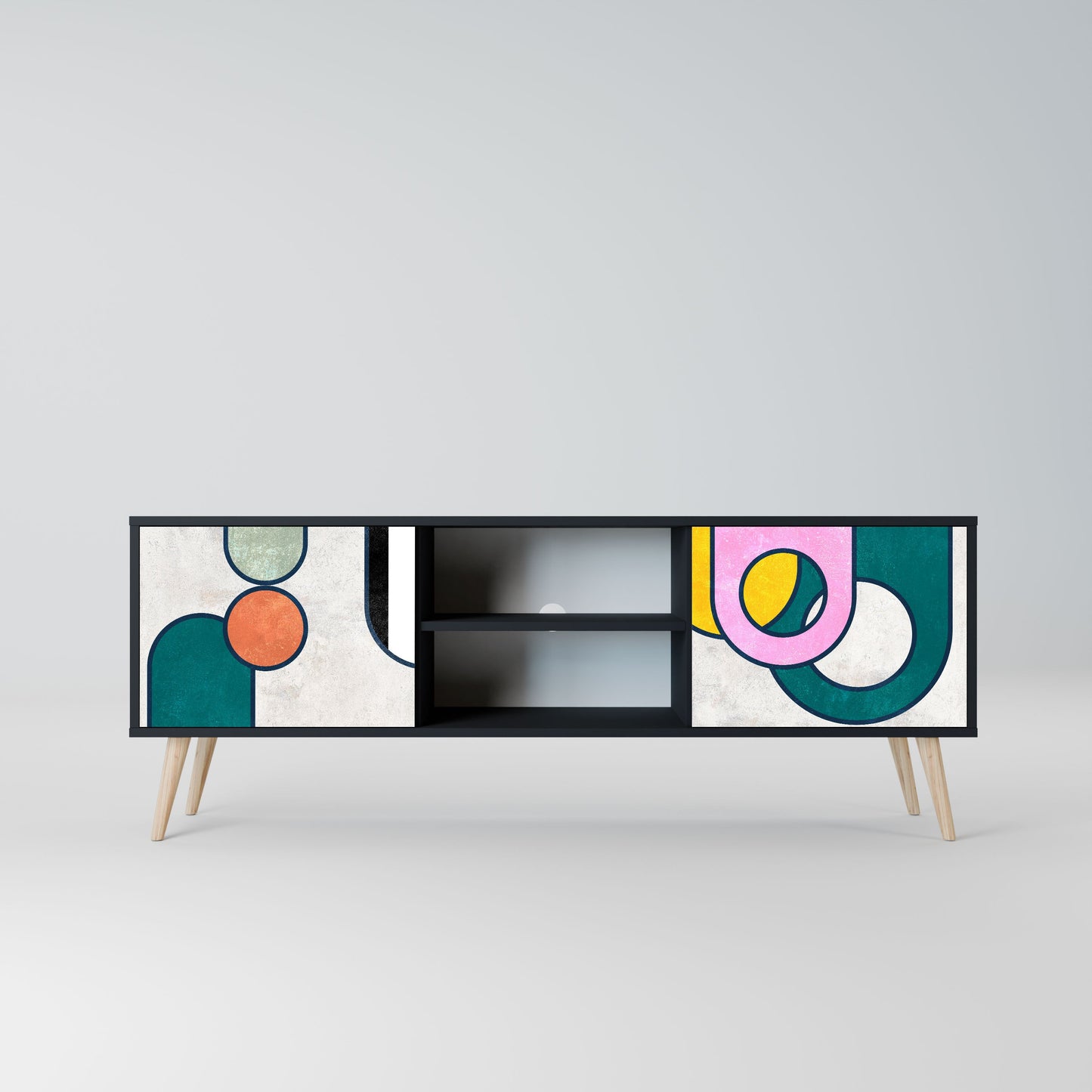 Mobile TV COOL STORY a 2 ante con finitura nera